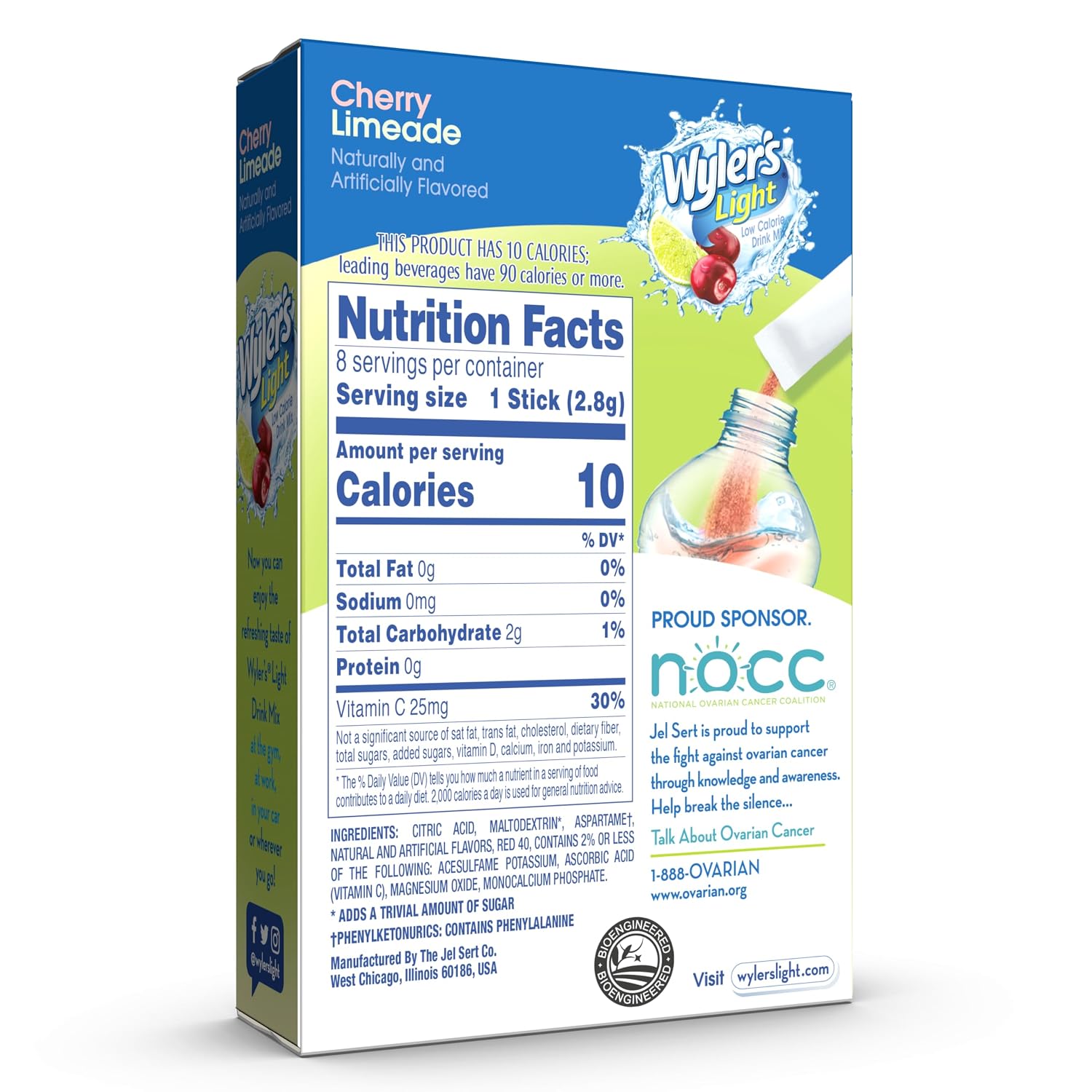 Wyler's Light Cherry Limeade Singles To Go Drink Mix Cherry Limeade, 1 box with 8 count