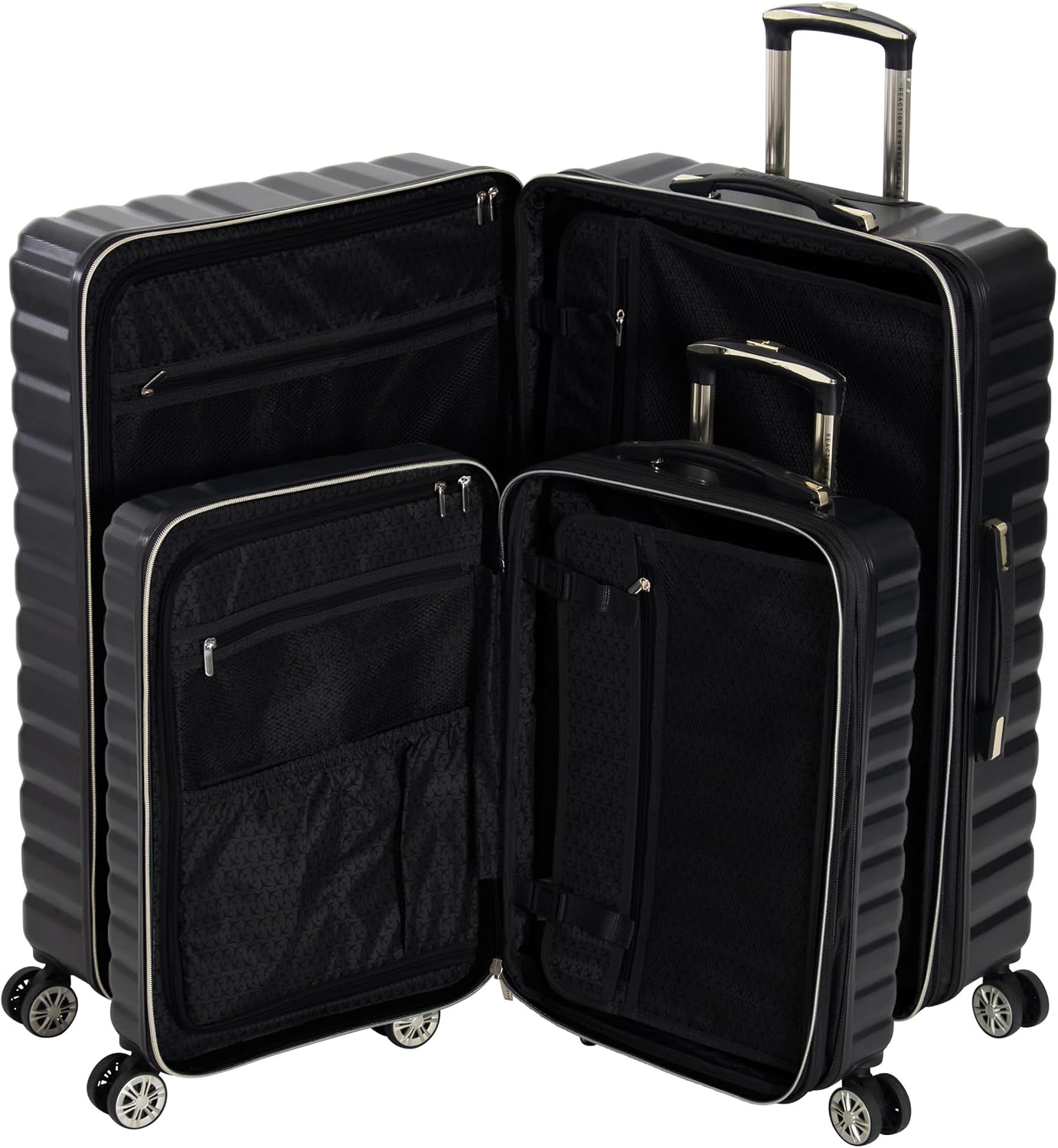 Kenneth Cole REACTION Madison Square Lightweight Hardside Chevron Expandable Spinner Luggage, Black, (28-Inch Checked)