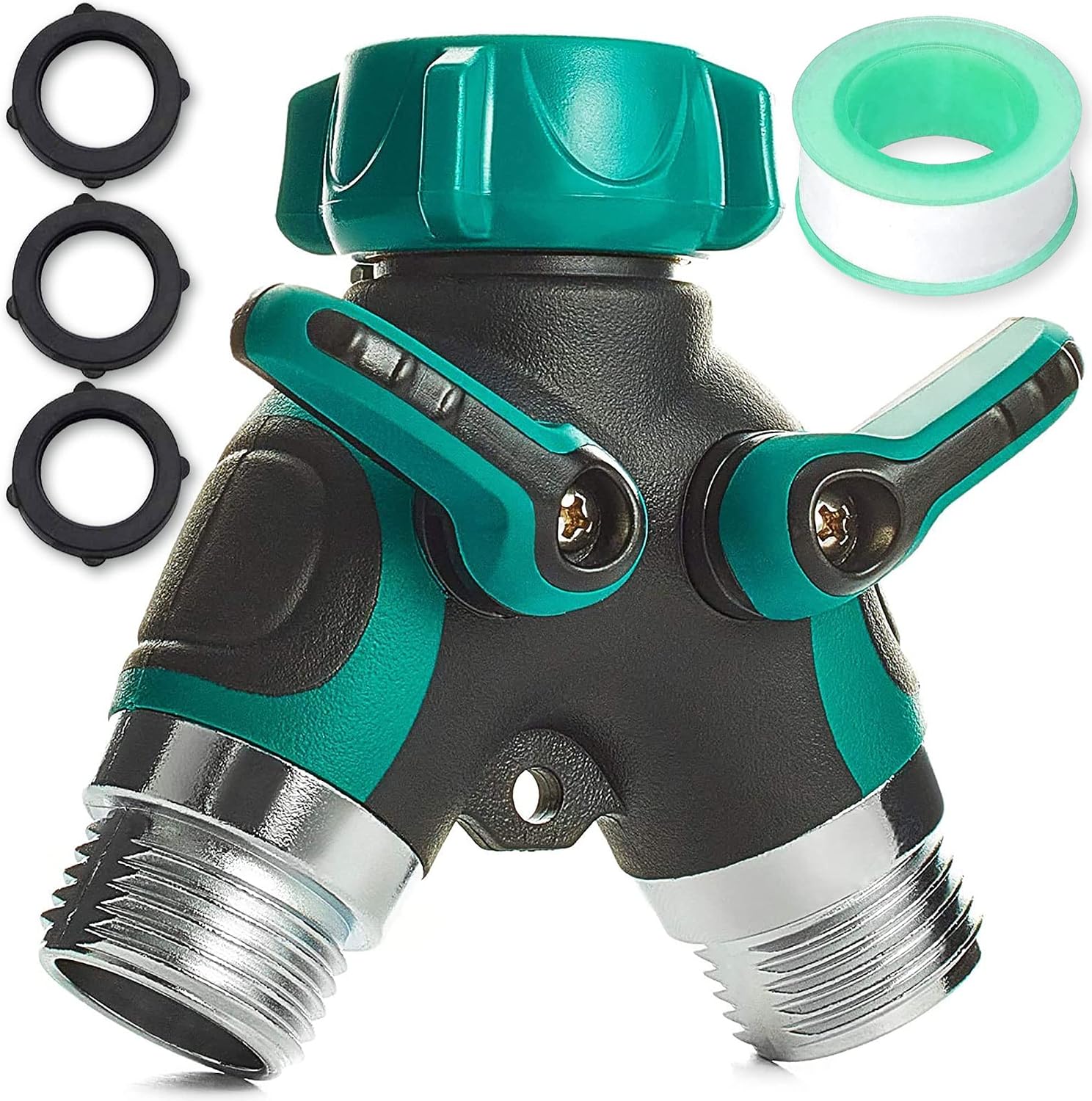 Garden Hose Splitter 2 Way Heavy Duty, Strong & Durable Garden Y Hose Splitter Connector Metal Body, Faucet Splitter, Hose Adapter, Water Tap Outdoor