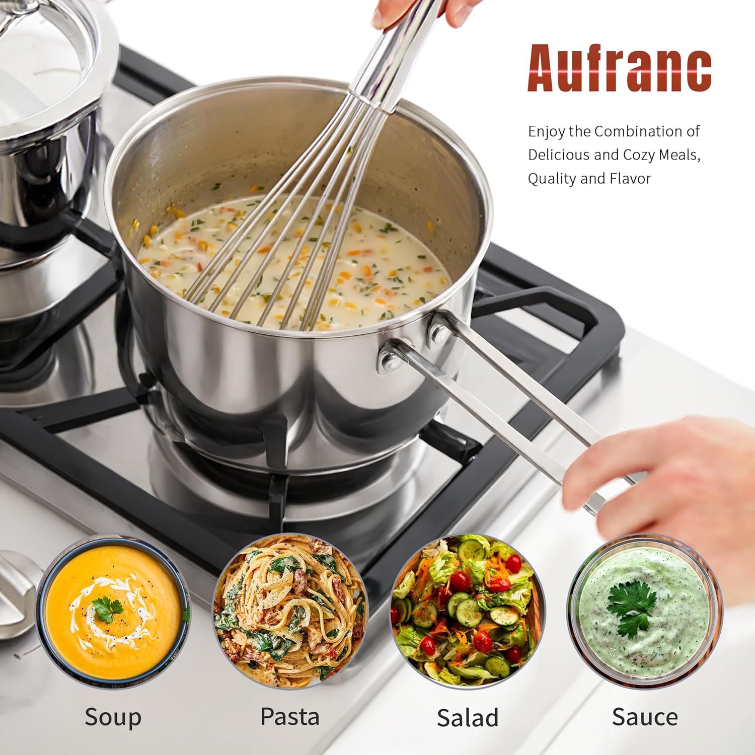 Stainless Steel pots and pans set, 6 PCS Nonstick Induction Cookware Set | Works with Induction/Electric and Gas Cooktops, Dishwasher Safe