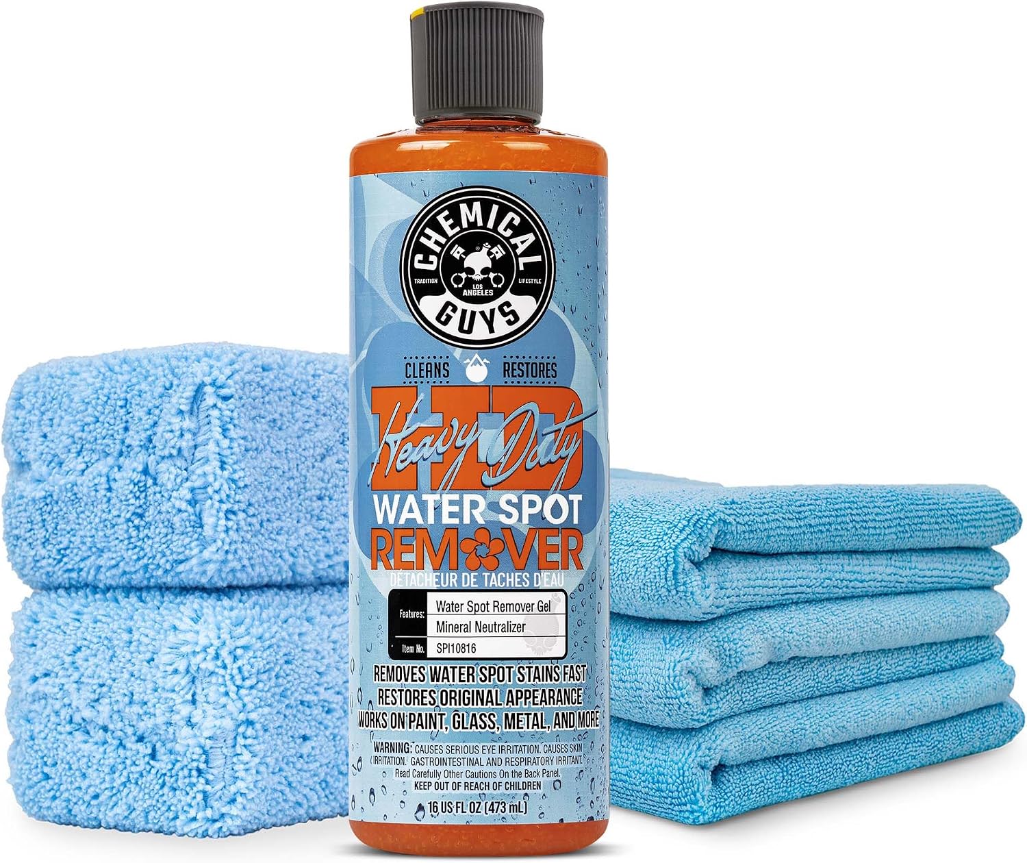 Chemical Guys, Heavy Duty Water Spot Remover Gel for Glass & Paint, 16 oz | Thick gel clings to glass and panels to tackle hard water stains and mineral marks, prepping for wax or ceramic