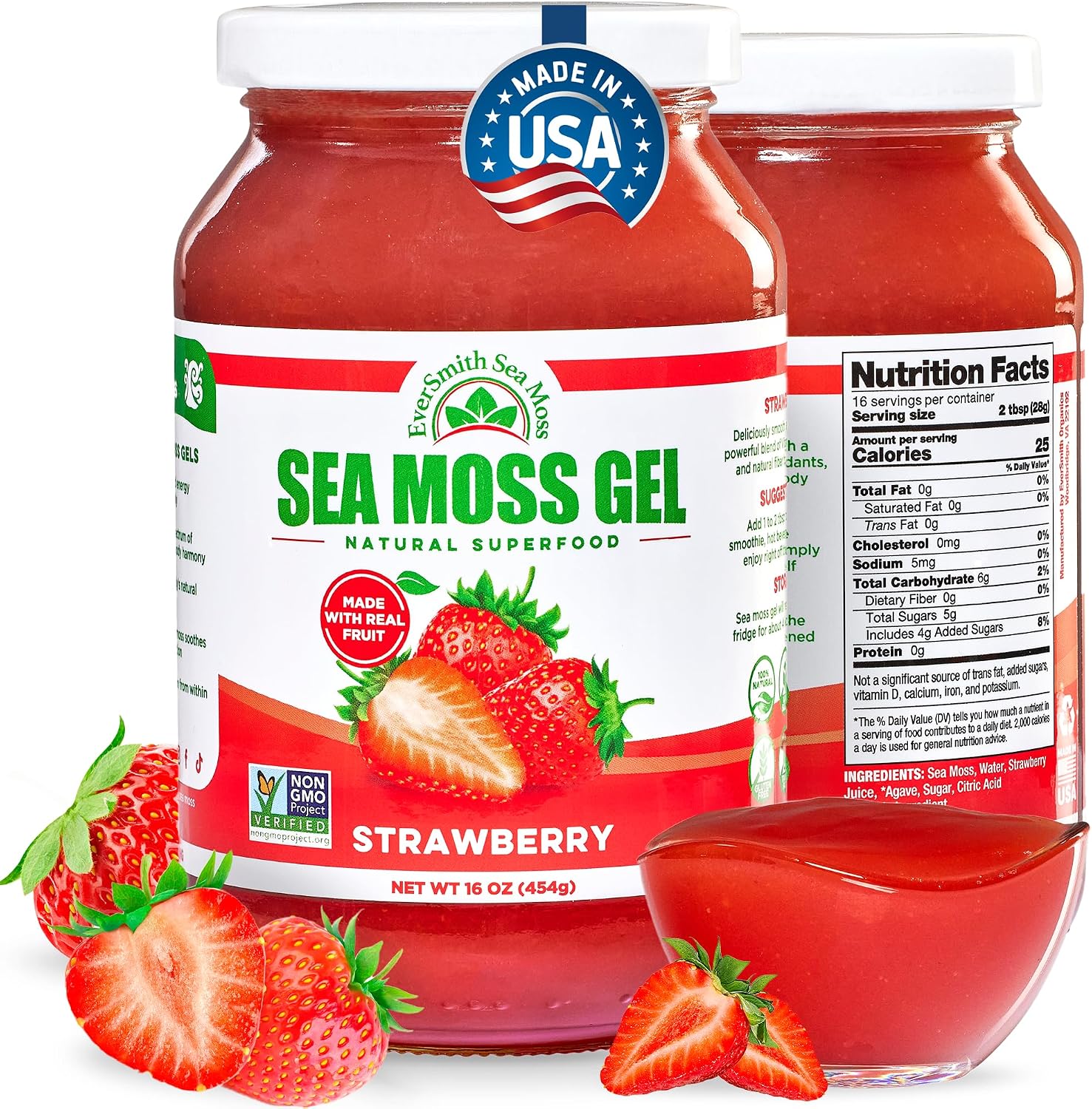 EverSmith Organics Wildcrafted Irish Sea Moss Gel, Mango Pineapple, 1 Jar