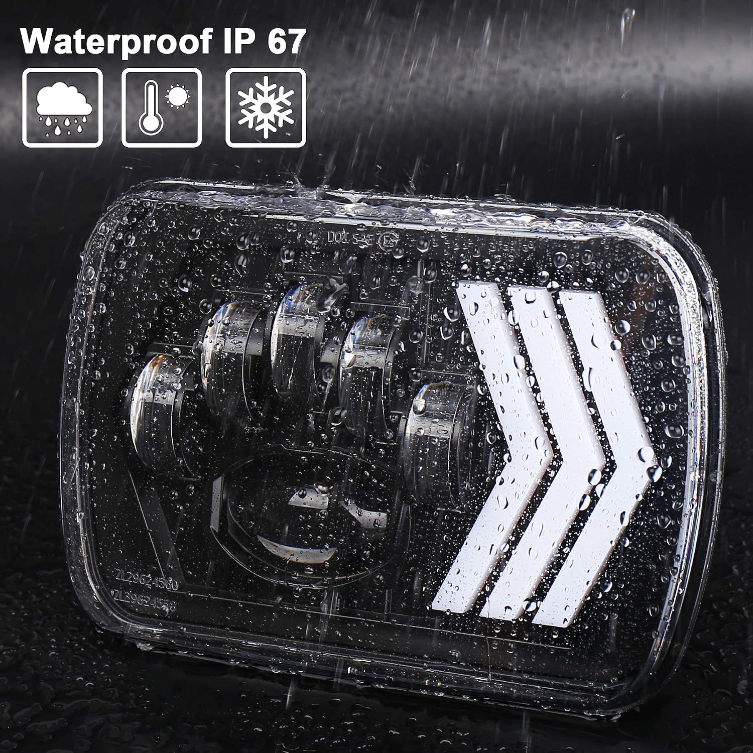 OVOTOR 5x7 7x6 LED Headlights 55W H6054, Triple Arrow DRL Turn Signal