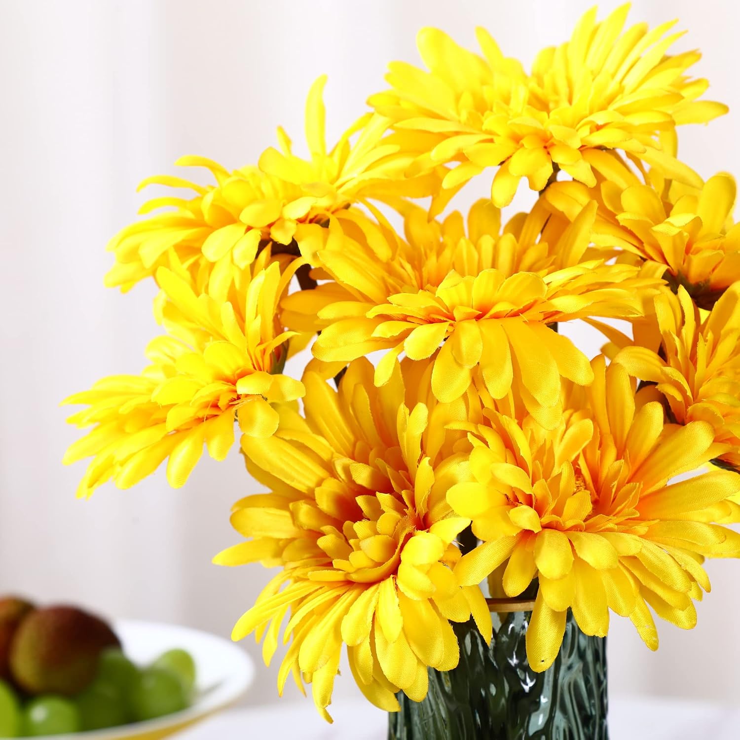 TOPIA Artificial African Daisies Flowers African Daisy Silk Flowers Artificial Gerbera Daisies Pack of 10 (Yellow)