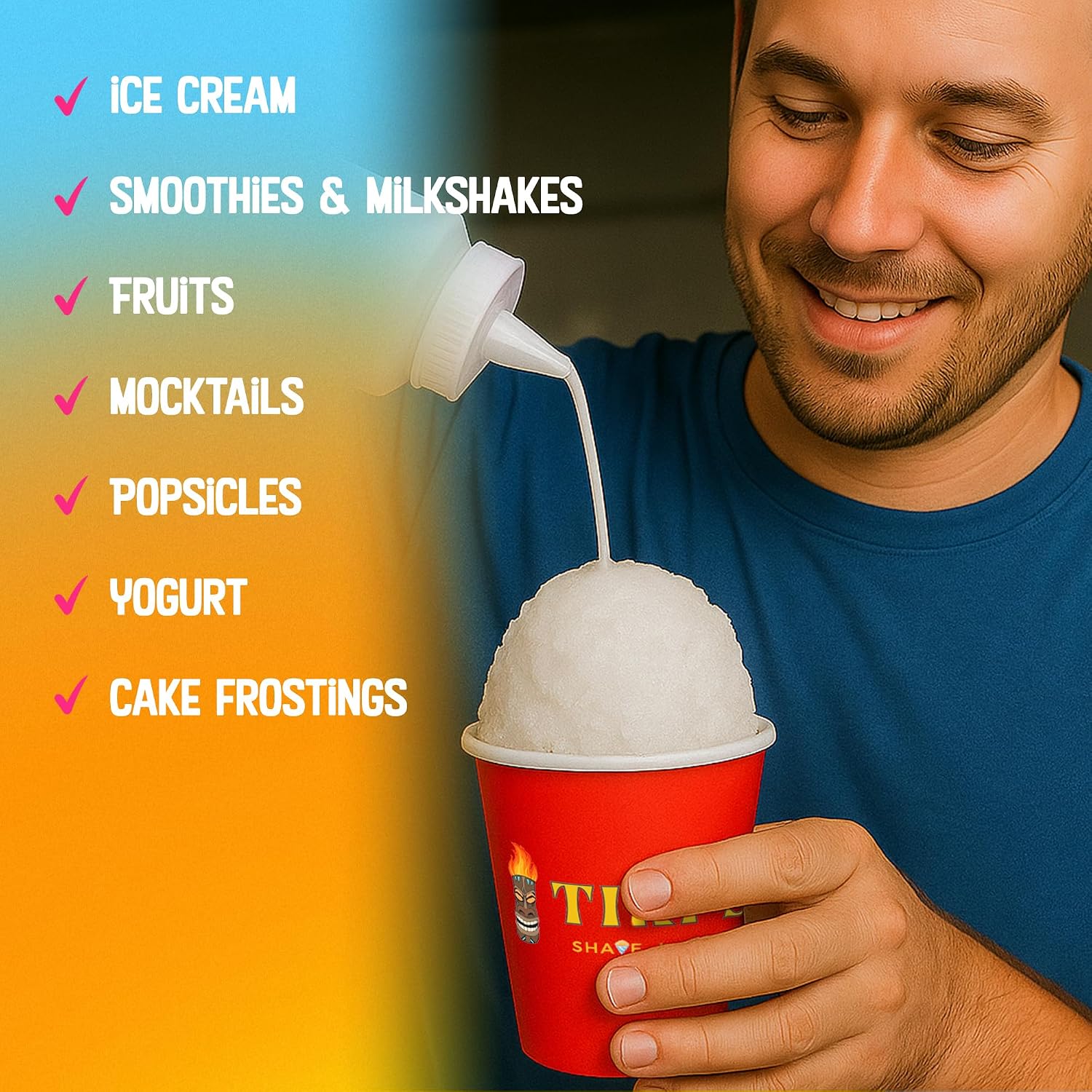 Tiki's Shave Ice Syrup Concentrate for Snow Cones & Shaved Ice - Natural Syrup for Beverages & Desserts - Ideal for Snow Cone