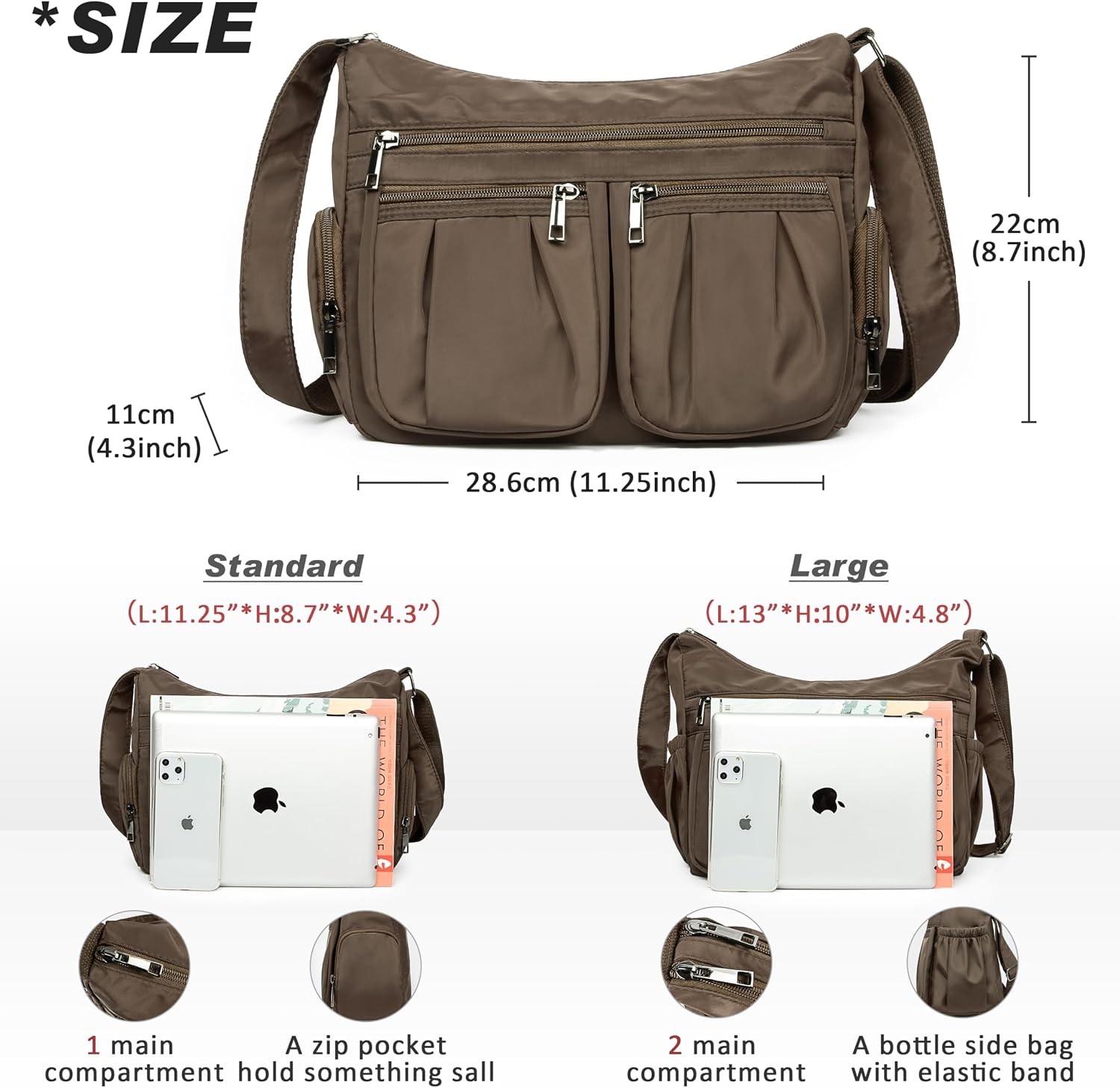 VOLGANIK ROCK Crossbody Purses for Women Shoulder Handbags Lightweight Waterproof Nylon Travel Bag Ladies Pocketbooks
