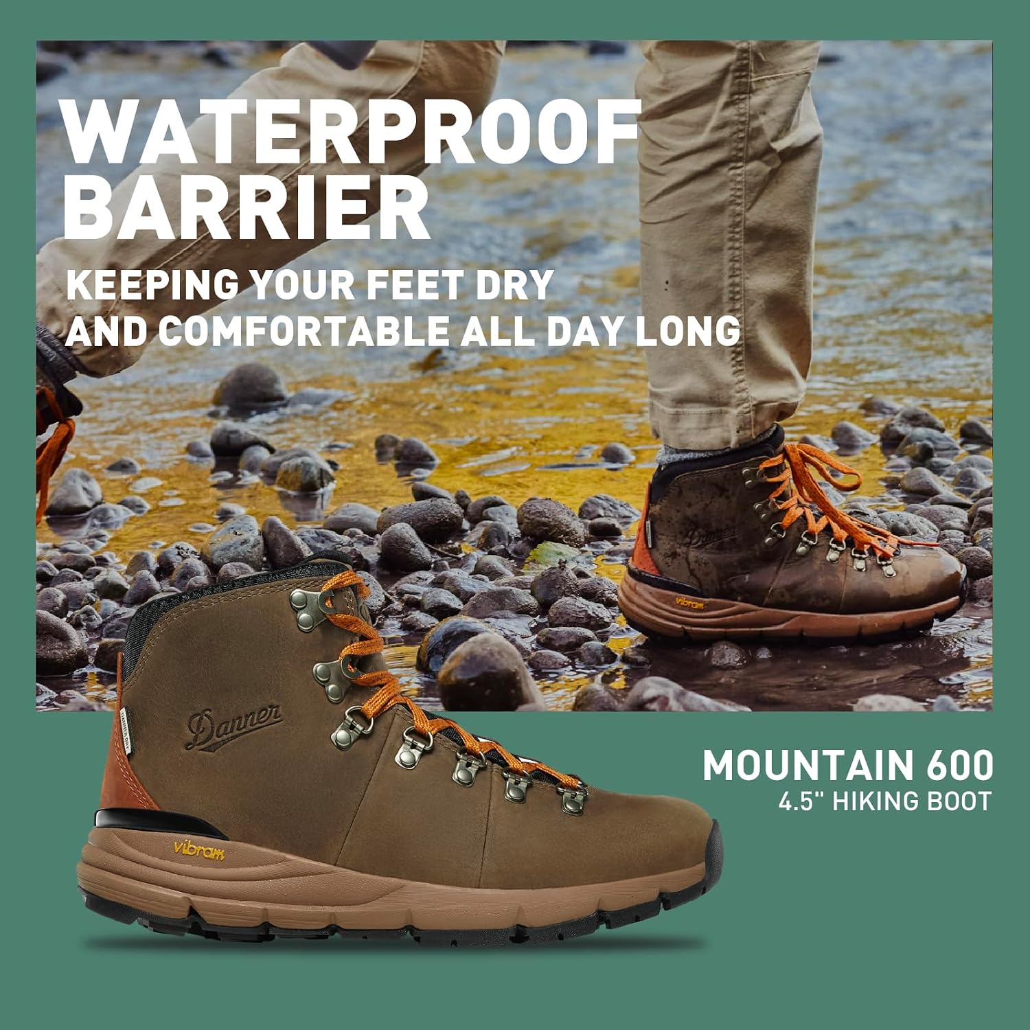 Danner Mountain 600 Hiking Boots for Women - Waterproof, Durable Suede Upper, Breathable Lining, Triple-Density Footbed & Vibram Traction Outsole
