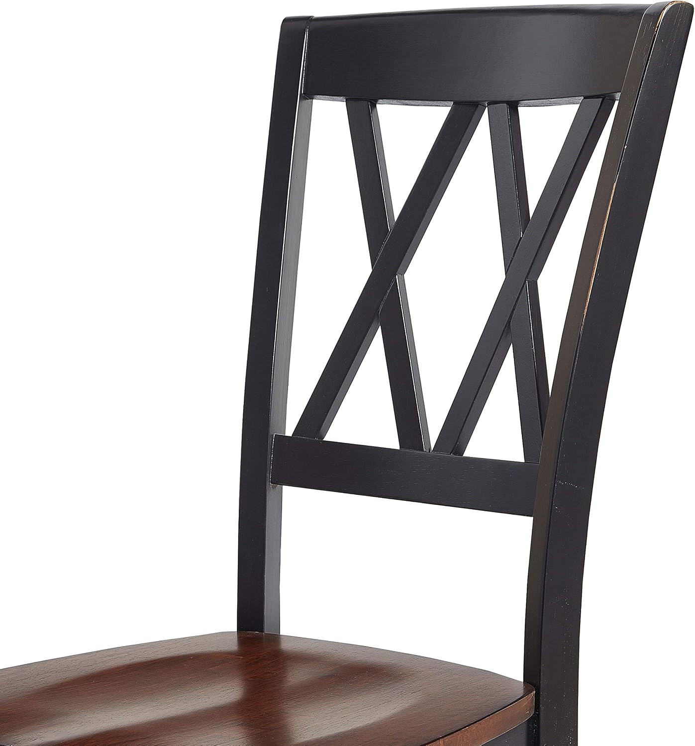 Crosley Furniture Shelby Traditional Wood X-Back Dining Room Chairs Set of 2, Kitchen Chair, Distressed White