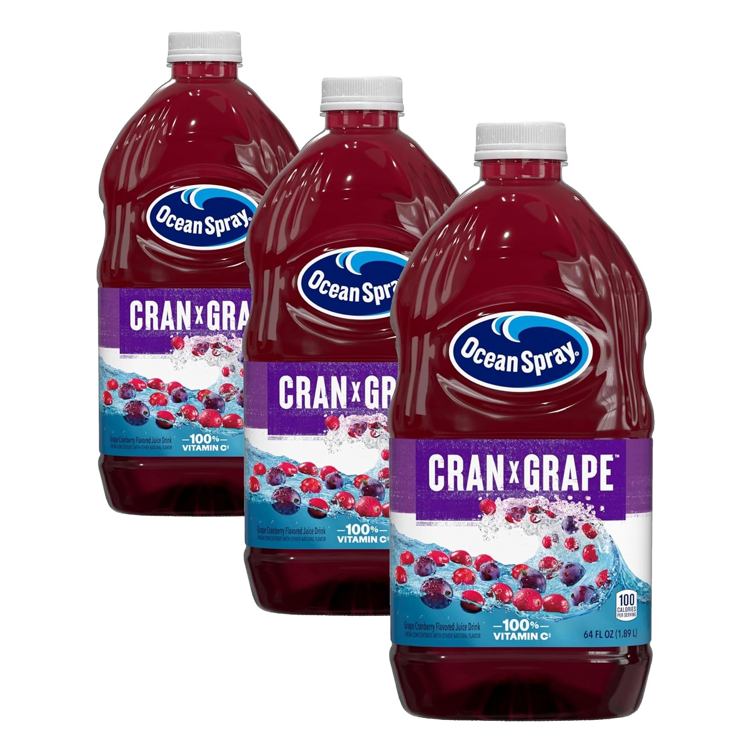 Ocean Spray® Cran-Apple™ Juice Drink, 64 Ounce Bottle, 8 Count | Ocean Spray® Cran-Apple™ Juice Drink, Made with Real Fruit Juice, 64 Fluid Ounce Bottle