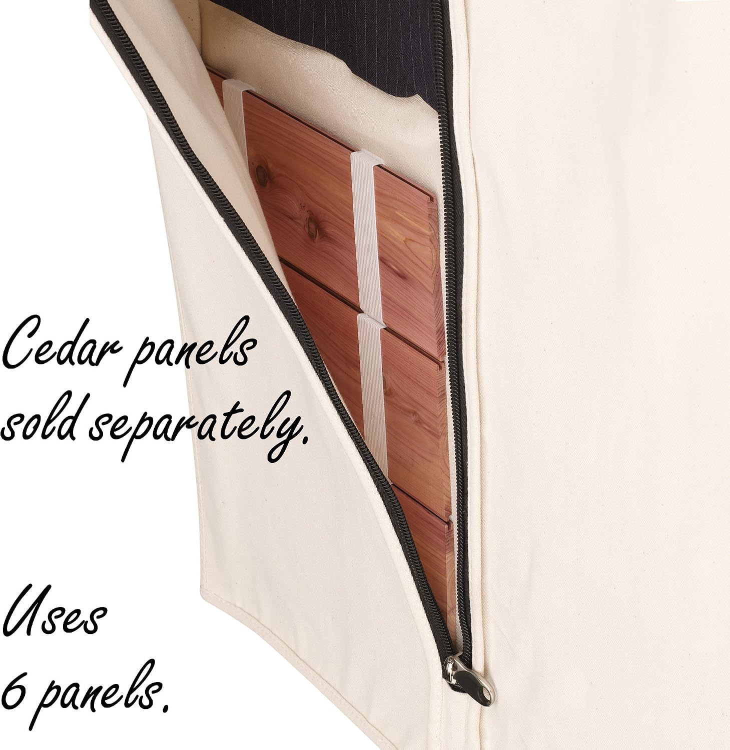 Household Essentials Canvas Sweater Storage Bags, 2-Pack, Breathable Cotton, Under-Bed Zippered Storage with Clear Top Window, Stackable, Cedar Insert Compatible (Not Included), Natural