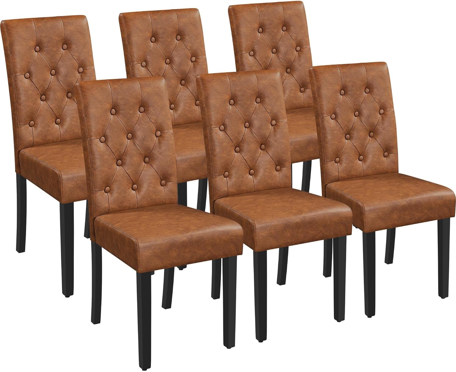 Yaheetech Dining Chairs Set of 2 Button Tufted Kitchen Chairs Brown
