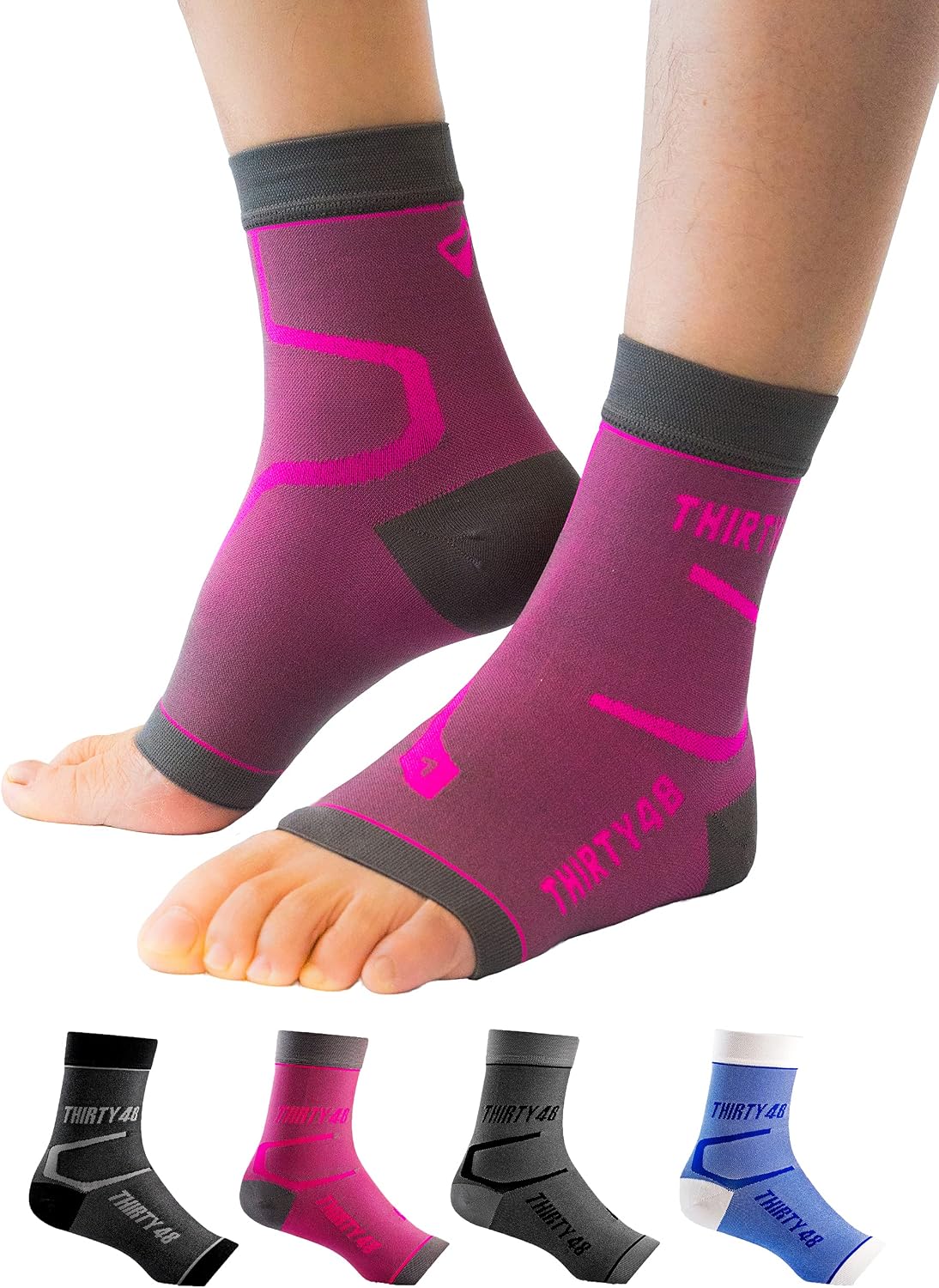 Plantar Fasciitis 20-30 mmHg Ankle Compression Socks, Foot Brace | Increase Blood Circulation, Relieve Arch Pain, Reduce Foot Swelling, Achilles Tendonitis, Open Toe Stabilizing Sleeve Wrap