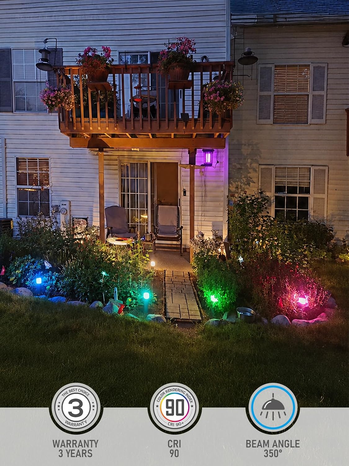 LEONLITE 8-Pack Low Voltage Landscape Pathway Lights, 3W, CRI90, 3000K