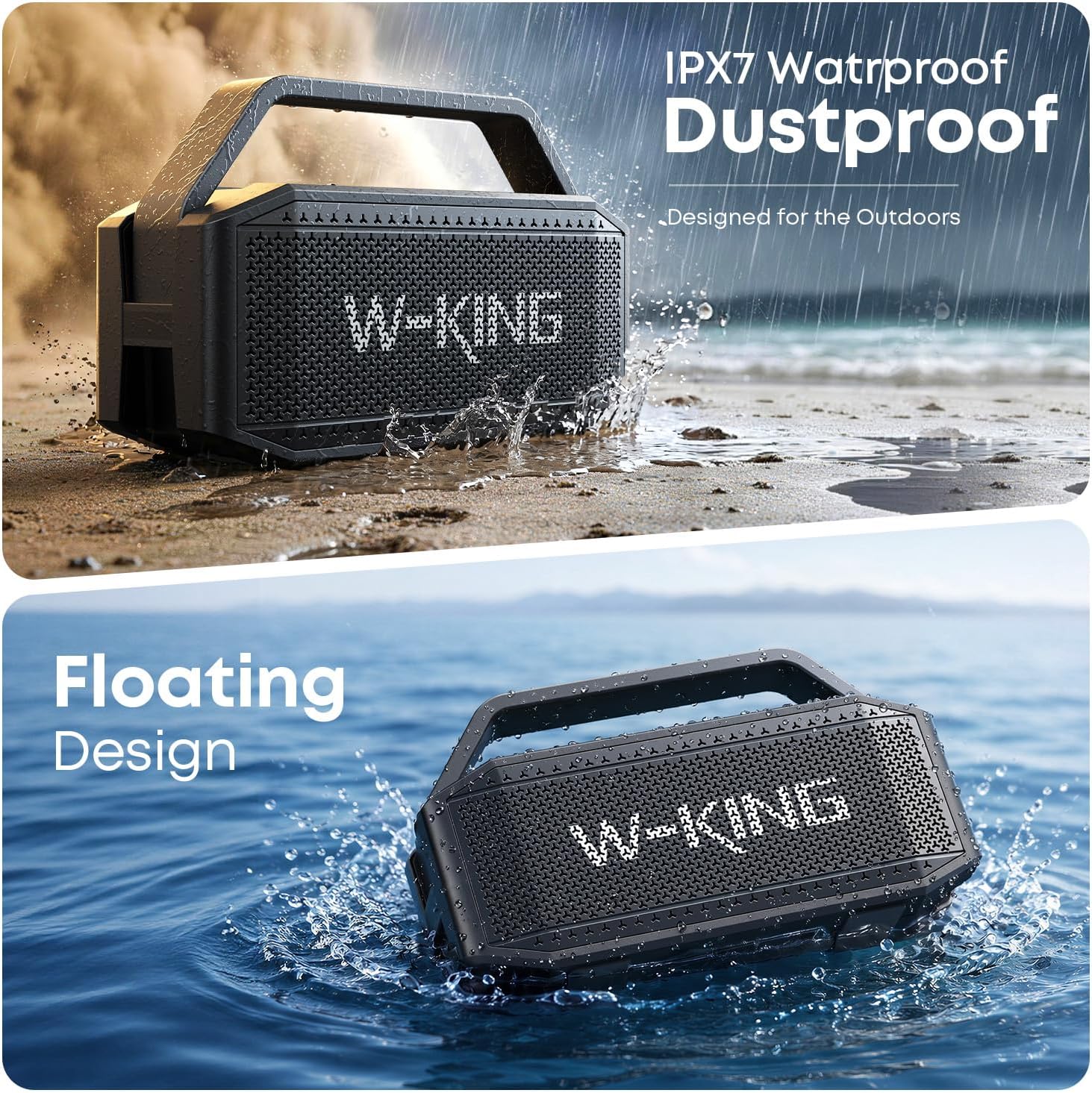 W-KING Bluetooth Speaker, 100W Peak Outdoor Portable Loud Speakers Wireless