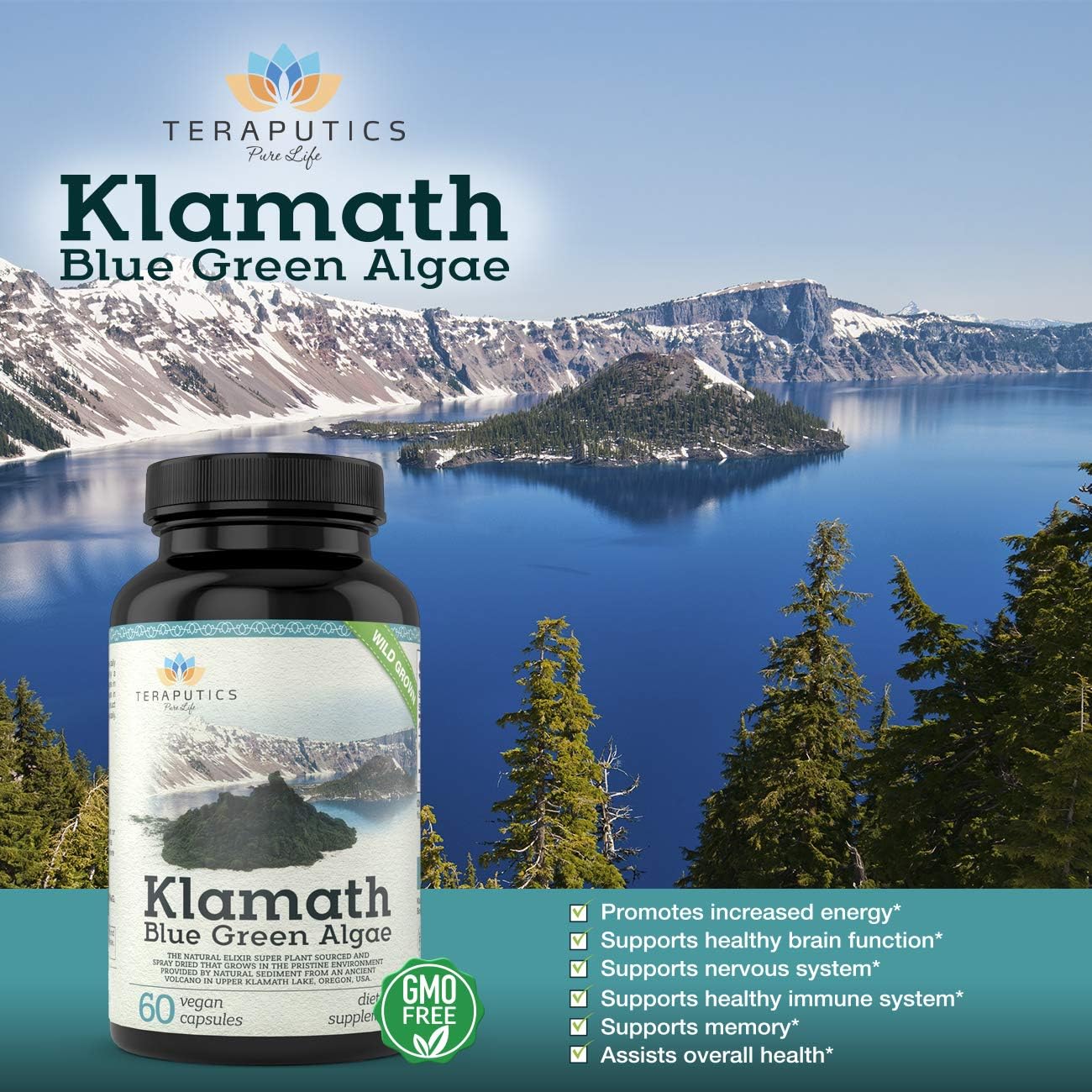 Premium Klamath Lake Blue Green Algae - More Powerful Than Spirulina And Chlorella Supplements | Pure Chlorophyll Rich SuperFood
