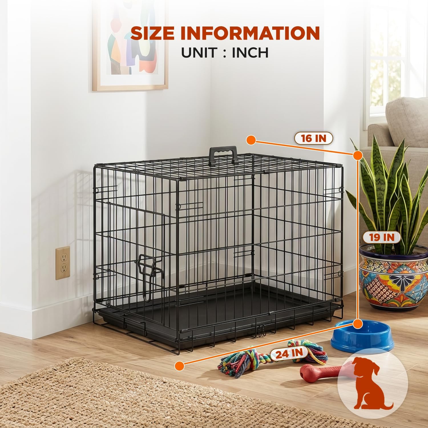 BestPet | Dog Crate | 48" | Black | Foldable Metal Kennel with Double Doors
