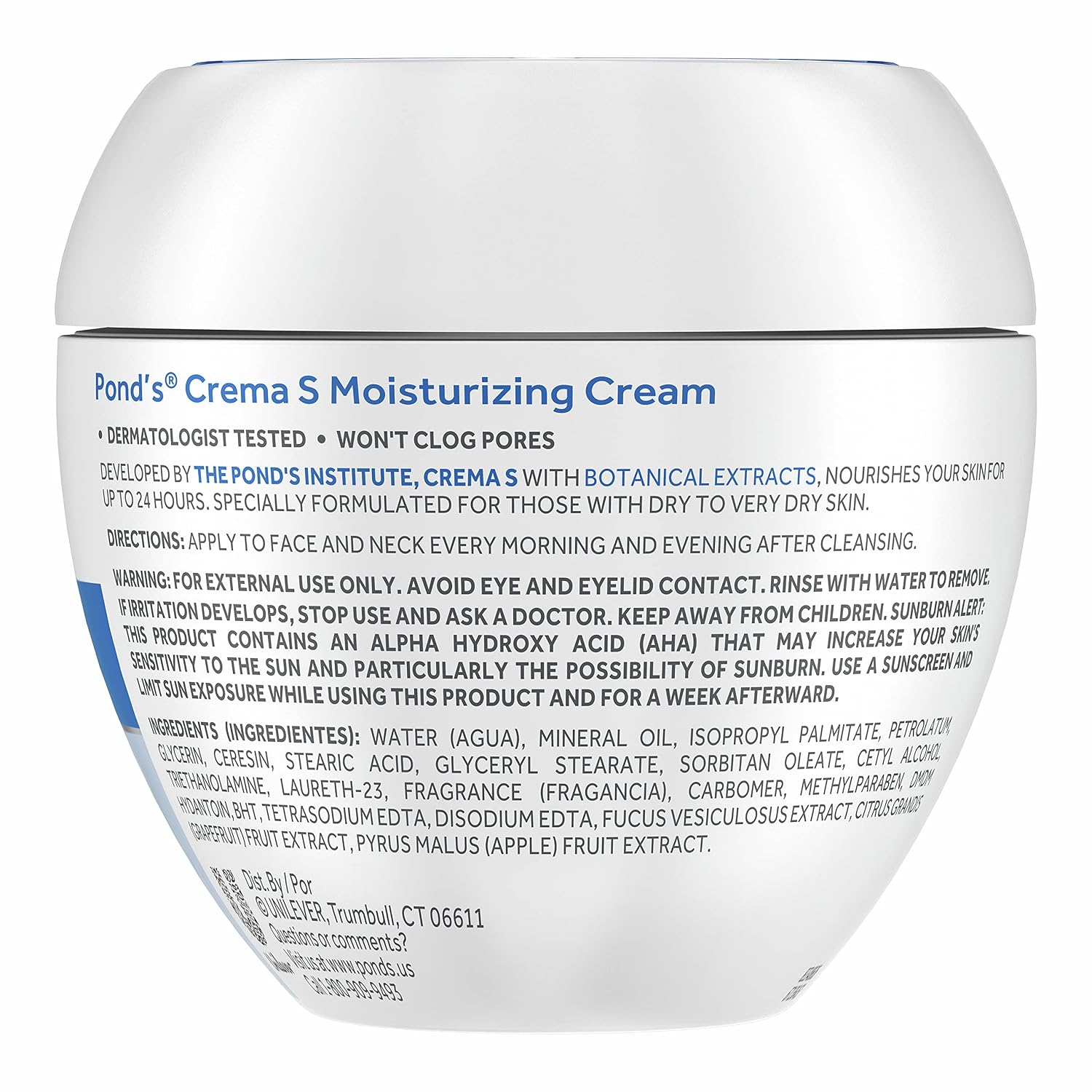 Pond's Nourishing Moisturizing Cream, Crema S, Fragrance Free, Ivory, 14.1 Oz