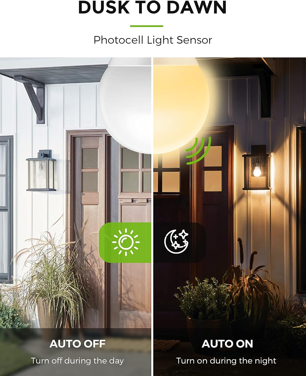 LOHAS Dusk to Dawn Sensor Light Bulbs, 40W Equivalent LED Outdoor Lighting