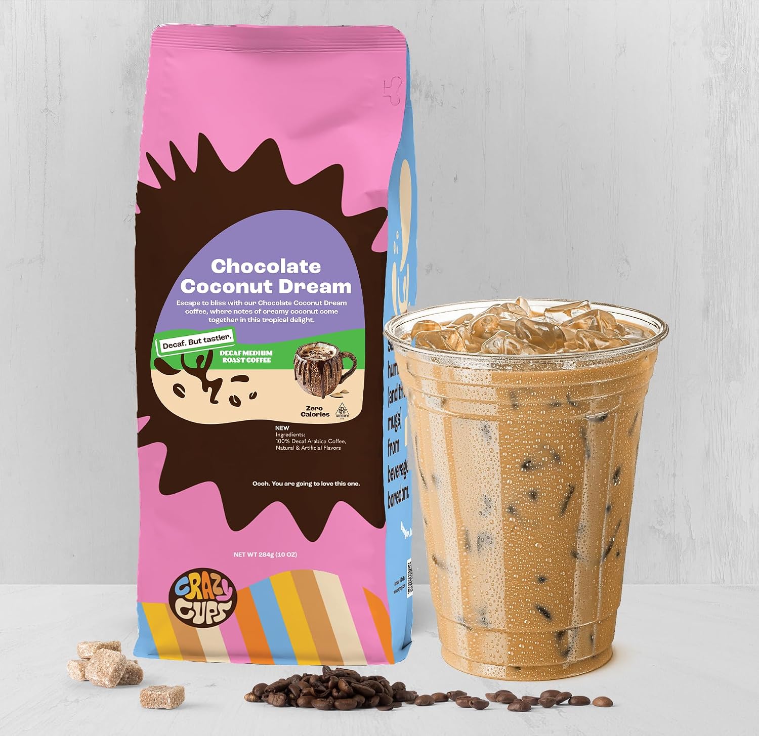 Crazy Cups Flavored Ground Coffee, Cinnamon French Toast, in 10 oz Bag, For Brewing Flavored Hot or Iced Coffee