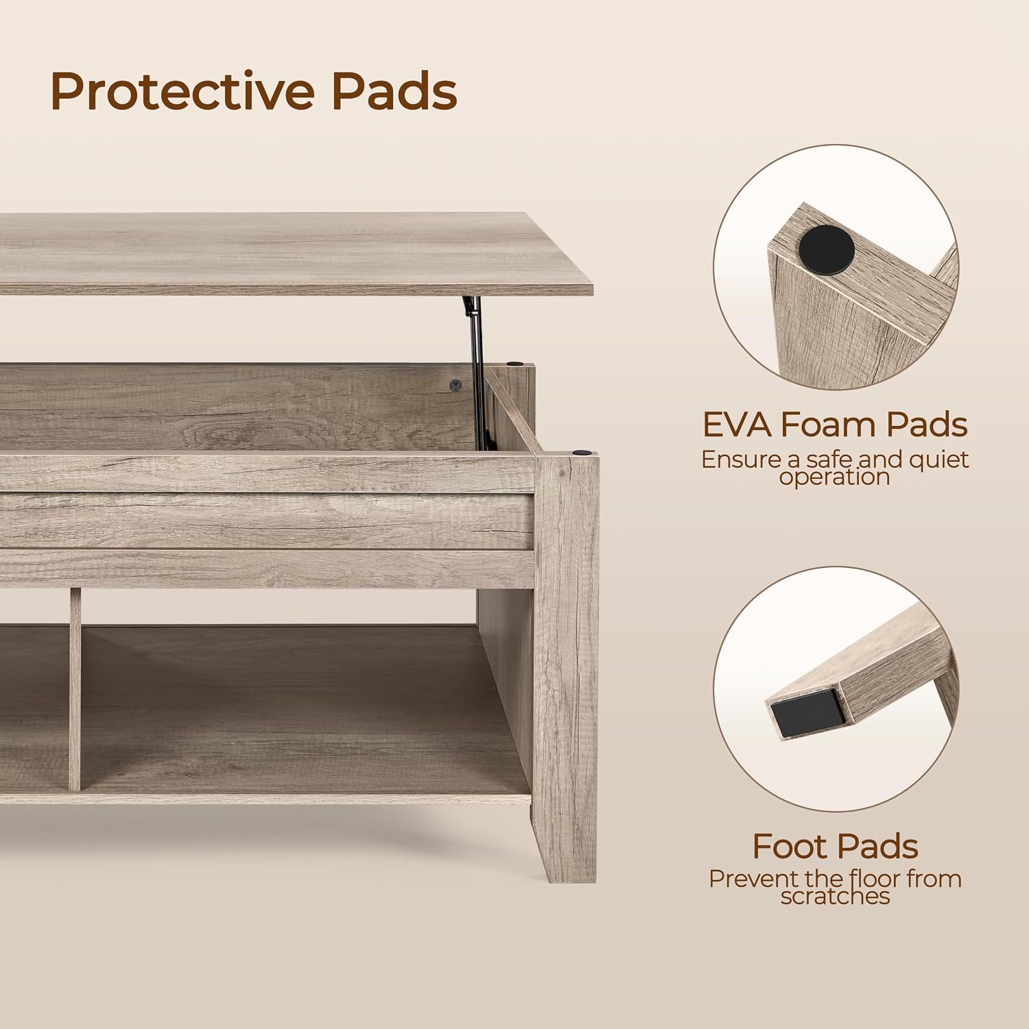 Yaheetech Lift Top Coffee Table with Hidden Storage Compartment Gray 47.5in