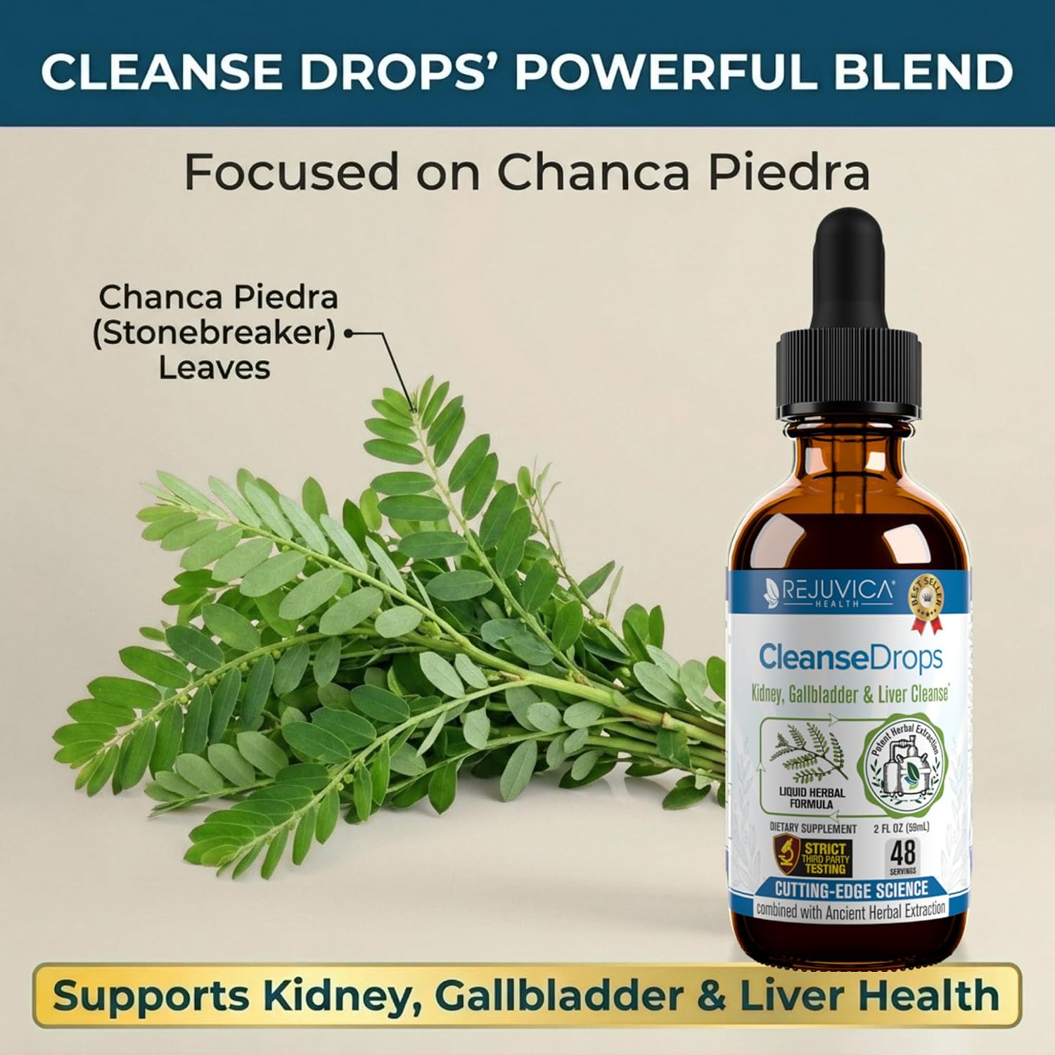 Cleanse Drops - Kidney and Gallbladder Supplement - Chanca Piedra Extracts.