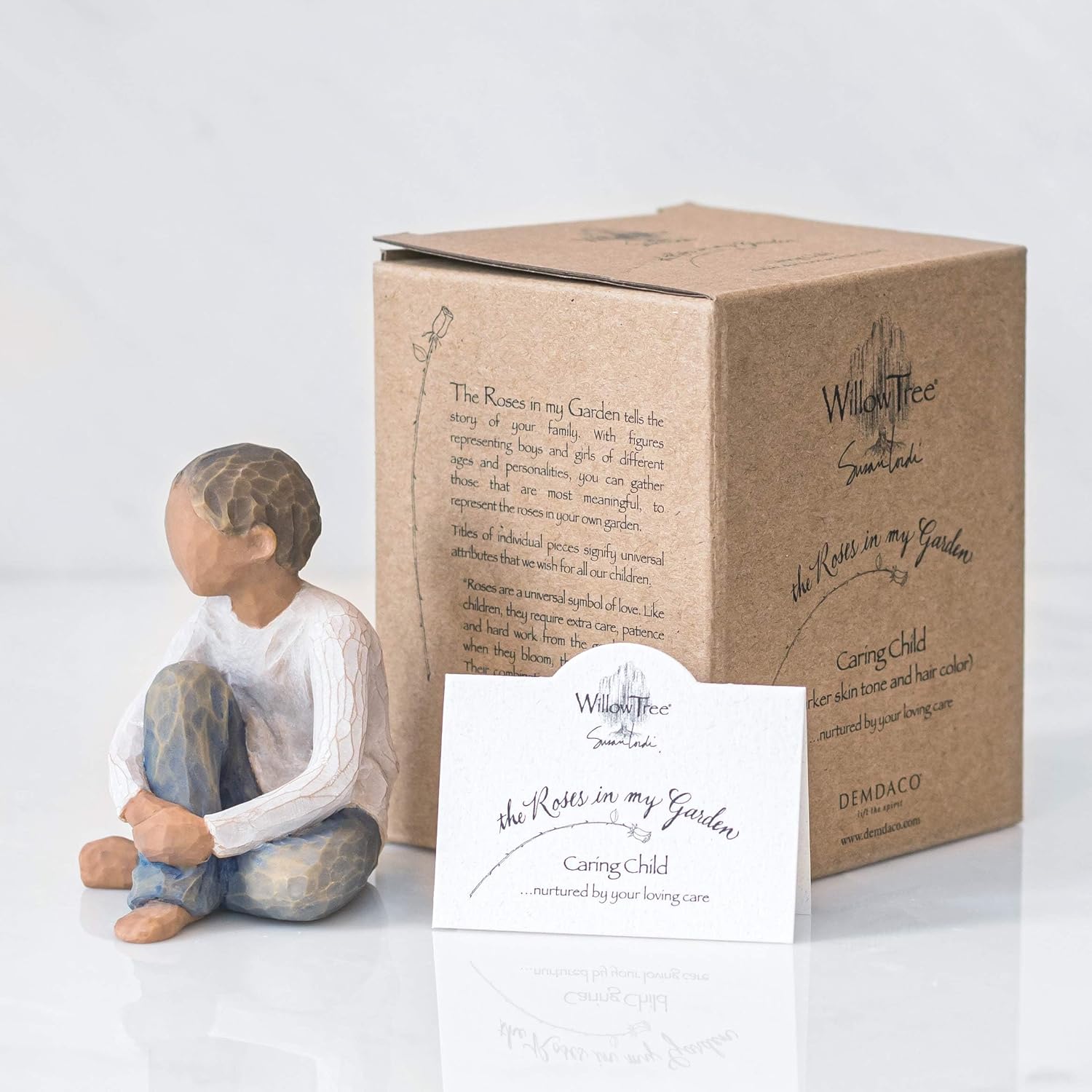 Willow Tree Caring Child (Darker Skin), Sculpted Hand-Painted Figure | Celebrates a Child's Spirit, Family Grouping Keepsake