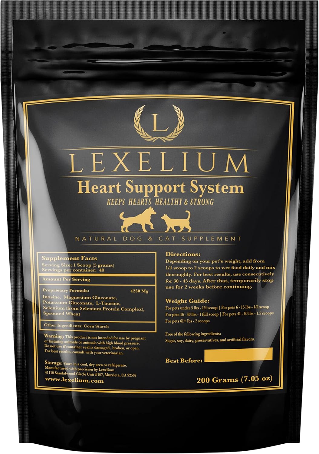 Heart Support for Dogs & Cats with Taurine, Circulation Powder Formula 200g