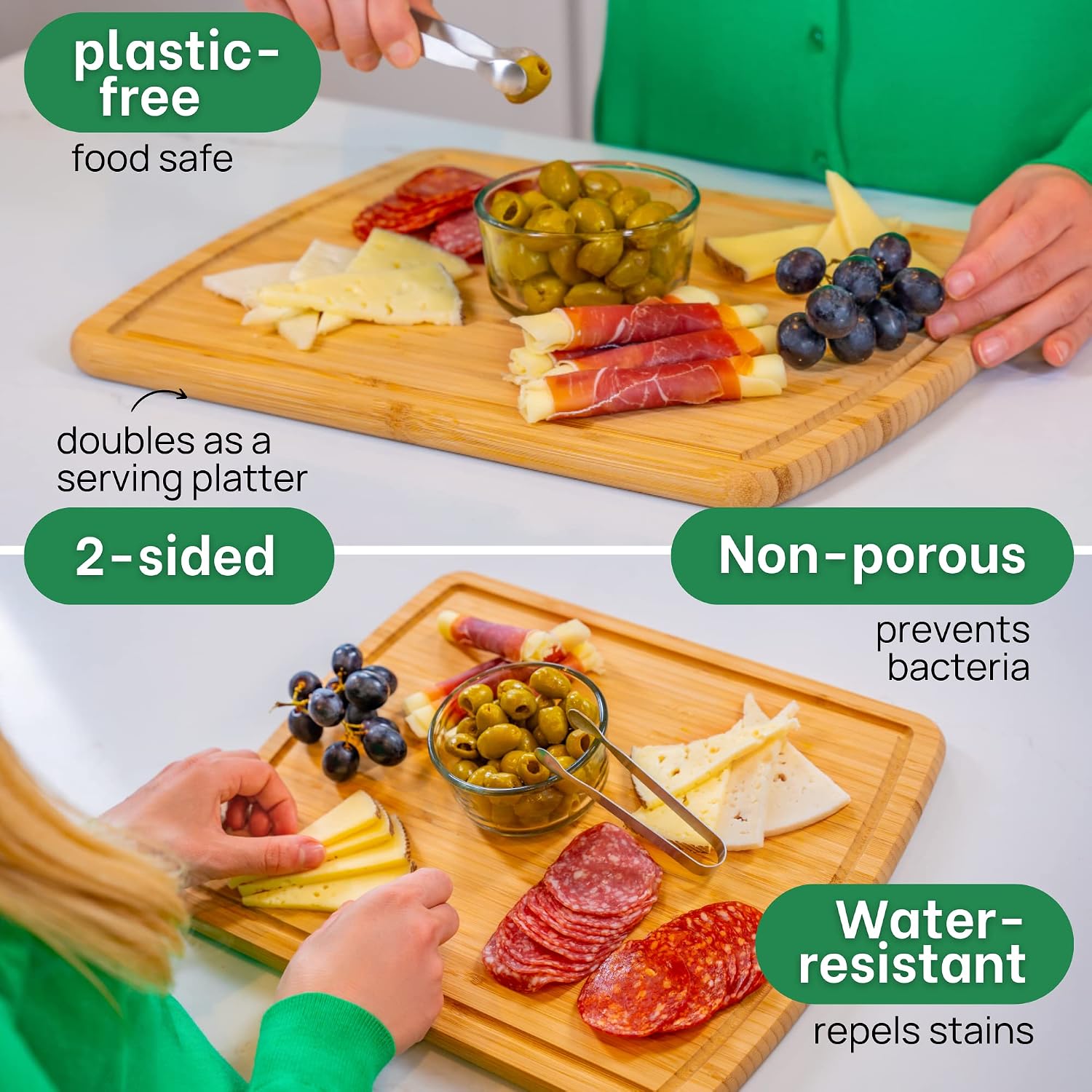 INDESTRUCTABLE Bamboo Cutting Board (Extra Large) with Vertical Grain Strength Technology - Non Toxic, Spacious and Lightweight 18" XL Chopping Board Gift - Replacements for Life