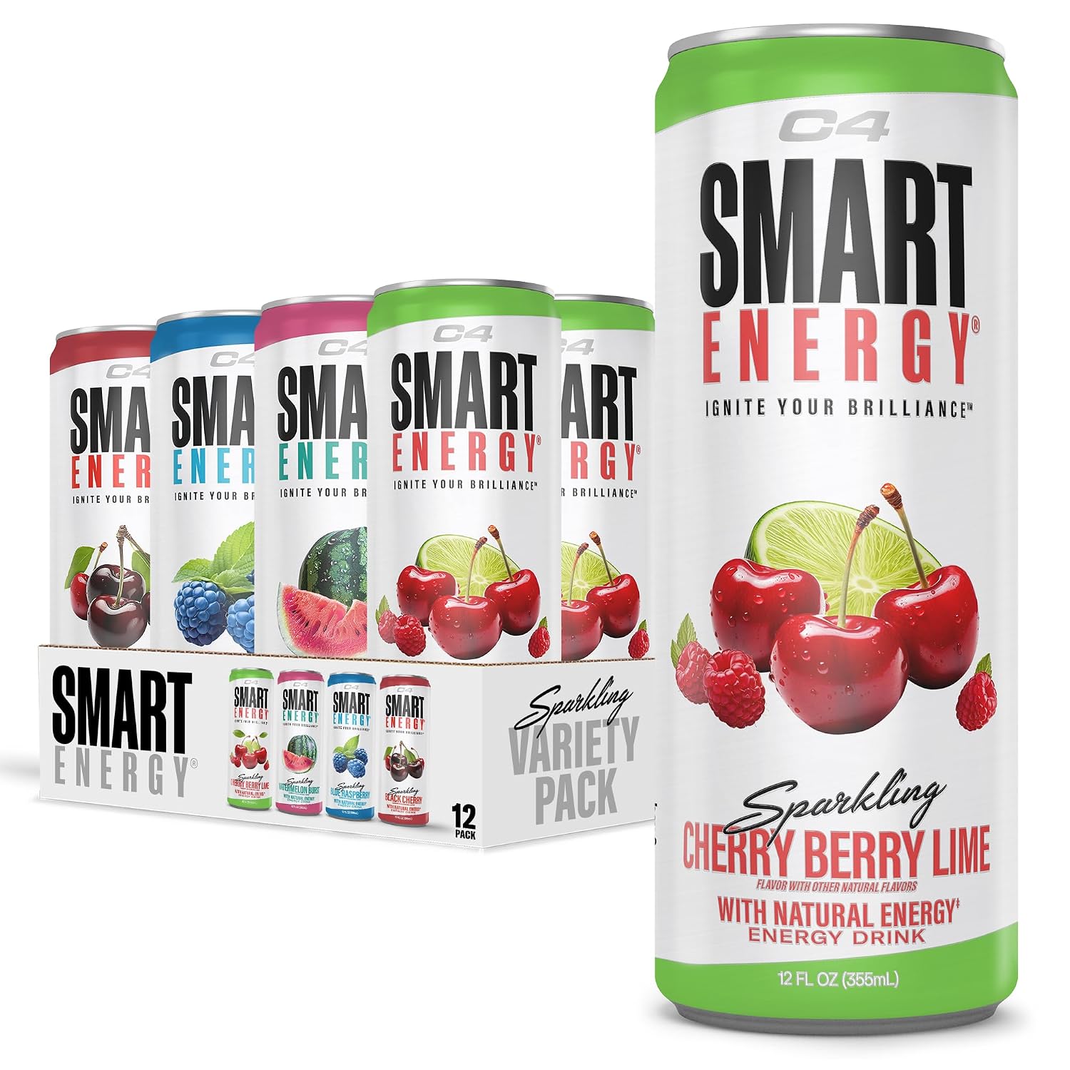 C4 Smart Energy Drink, 200mg Caffeine, 12 Fl Oz 12pk