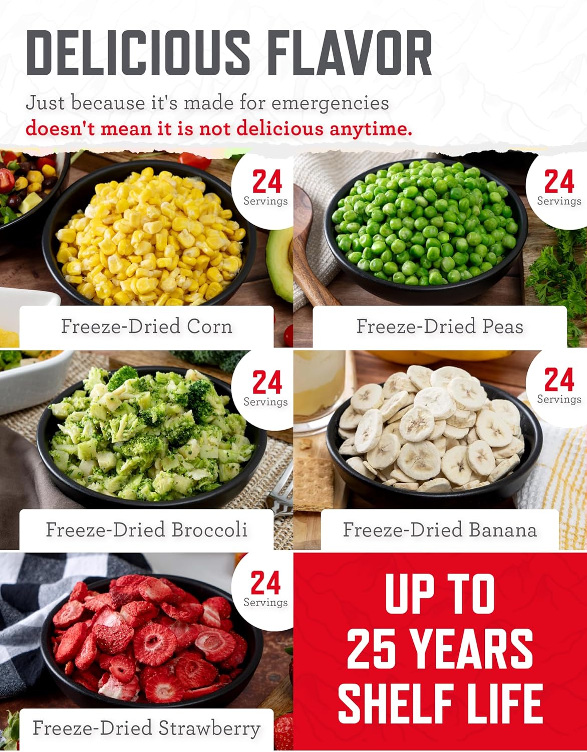 READYWISE Emergency Food Supply Freeze Dried Vegetables, 72 Servings