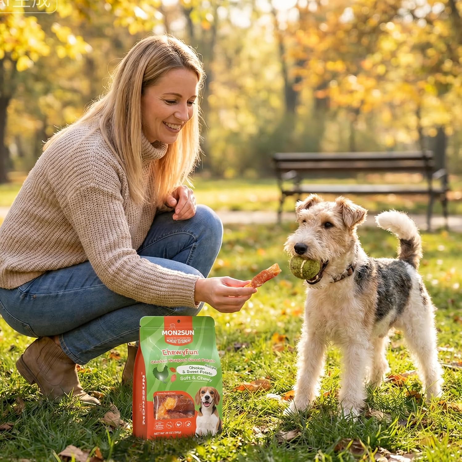 MON2SUN Dog Treats, Rawhide-Free Chicken Wrapped Sweet Potato, 25 oz