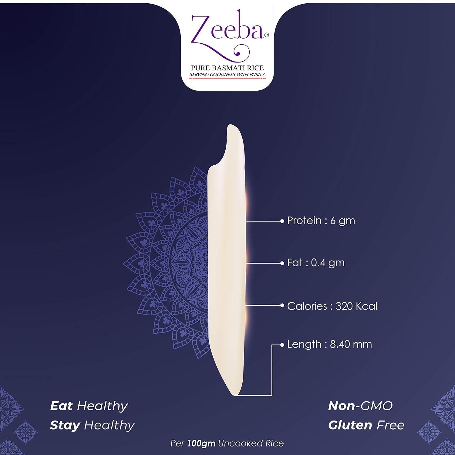 Zeeba 1121 Premium Basmati Rice, 10 lbs (4.54 kg)