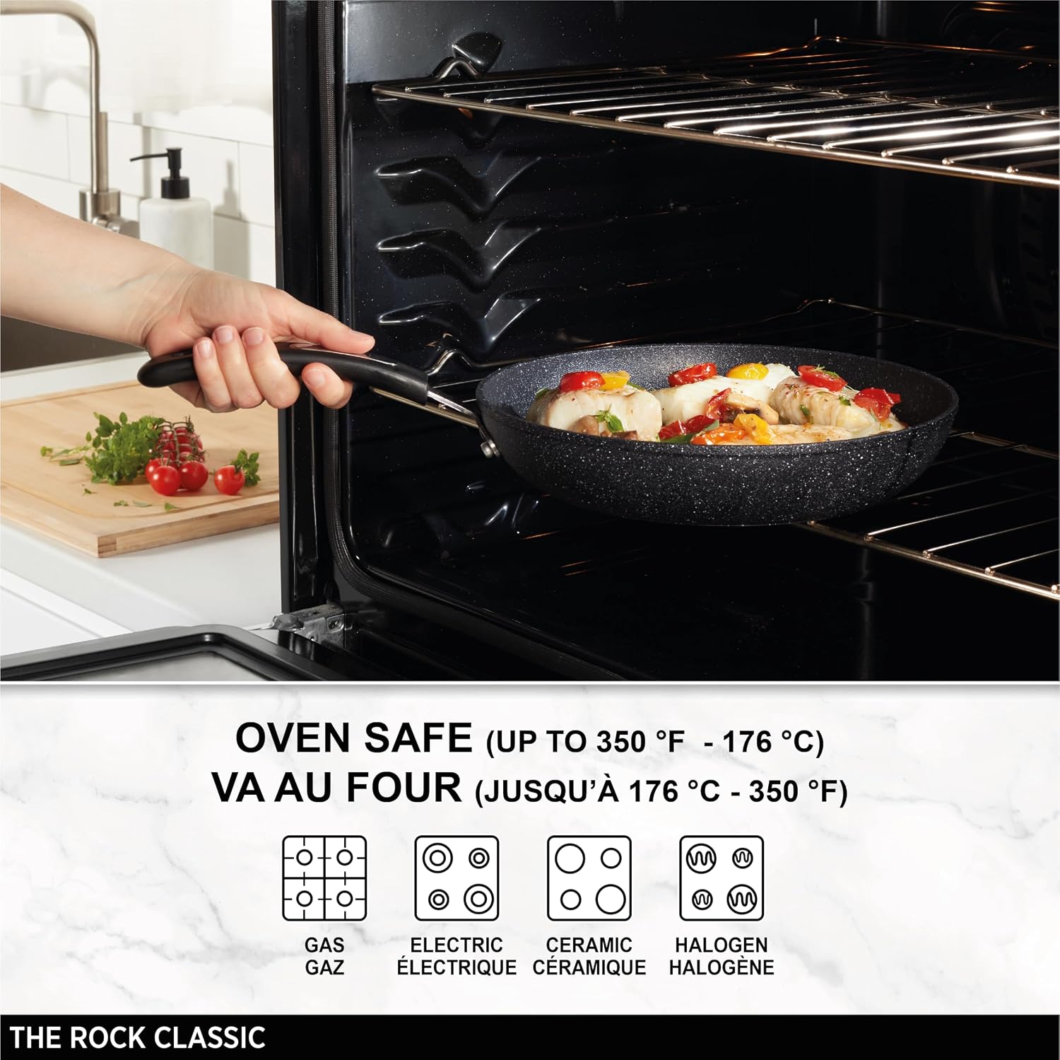 Starfrit The Rock 8PC Non-Stick Cookware Set, Black | Durable Forged Aluminum, Oven Safe, PFOA Free, Easy to Clean