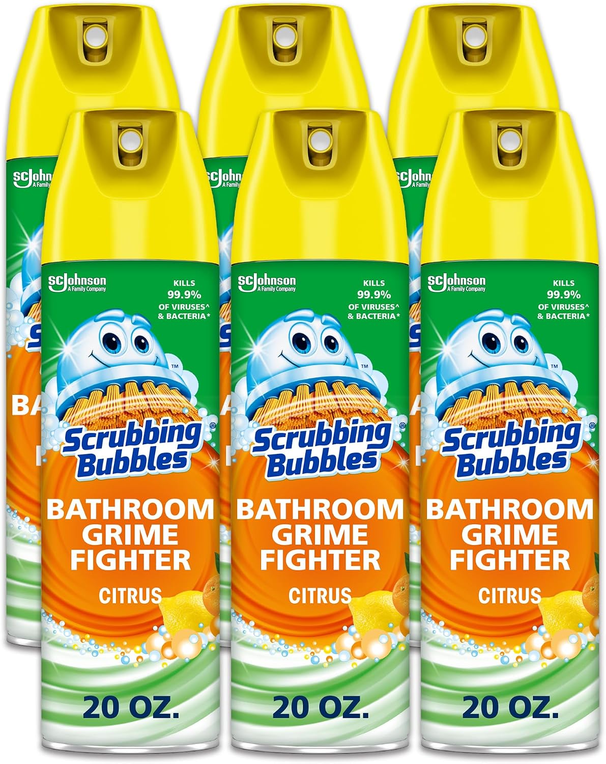 Scrubbing Bubbles Bathroom and Shower Cleaner Disinfectant Aerosol, Foaming Action Bathroom Grime Fighter, Rainshower Scent, 20oz