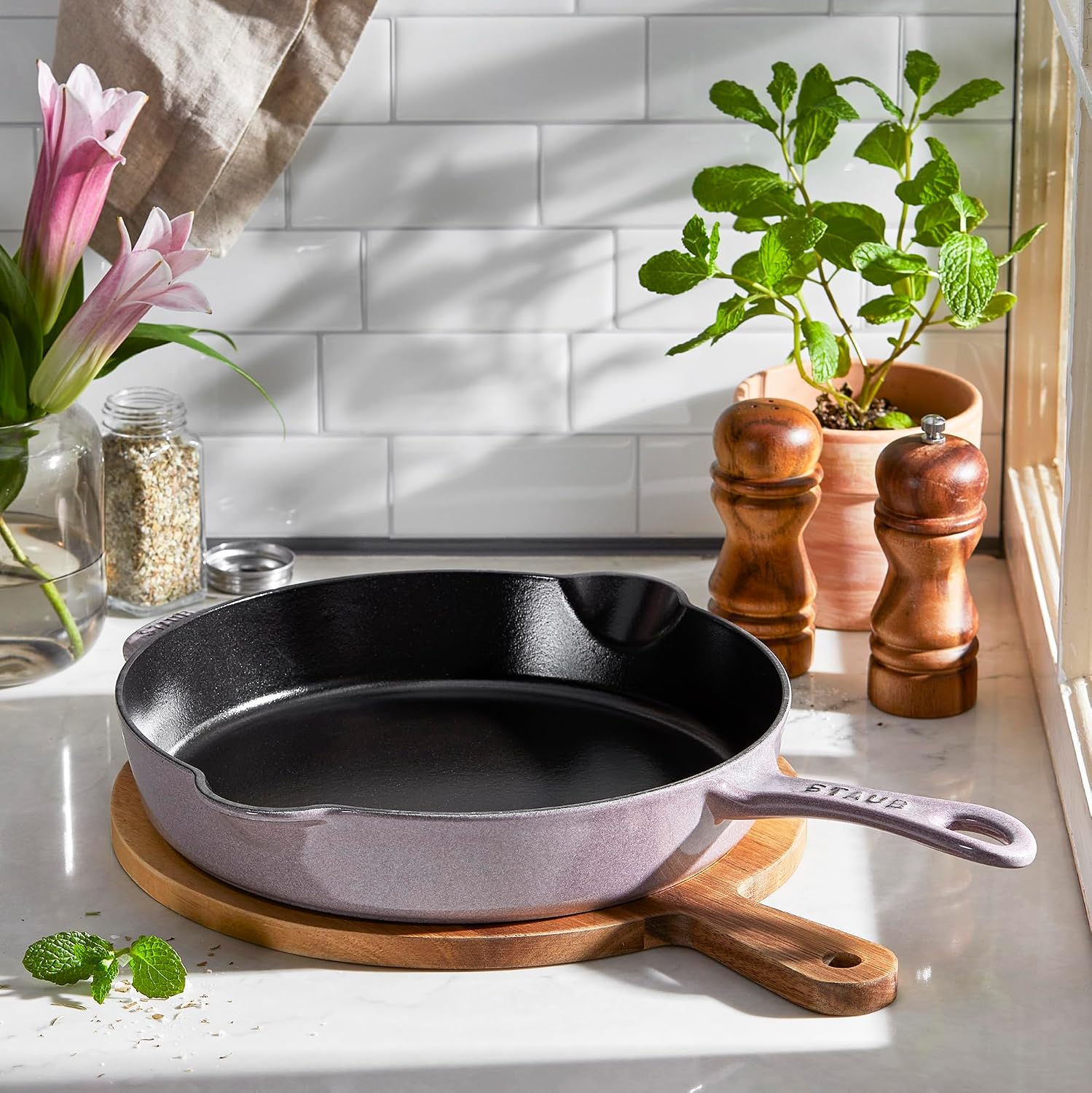 Staub Cast Iron 10-inch Fry Pan - Grenadine, Made in France