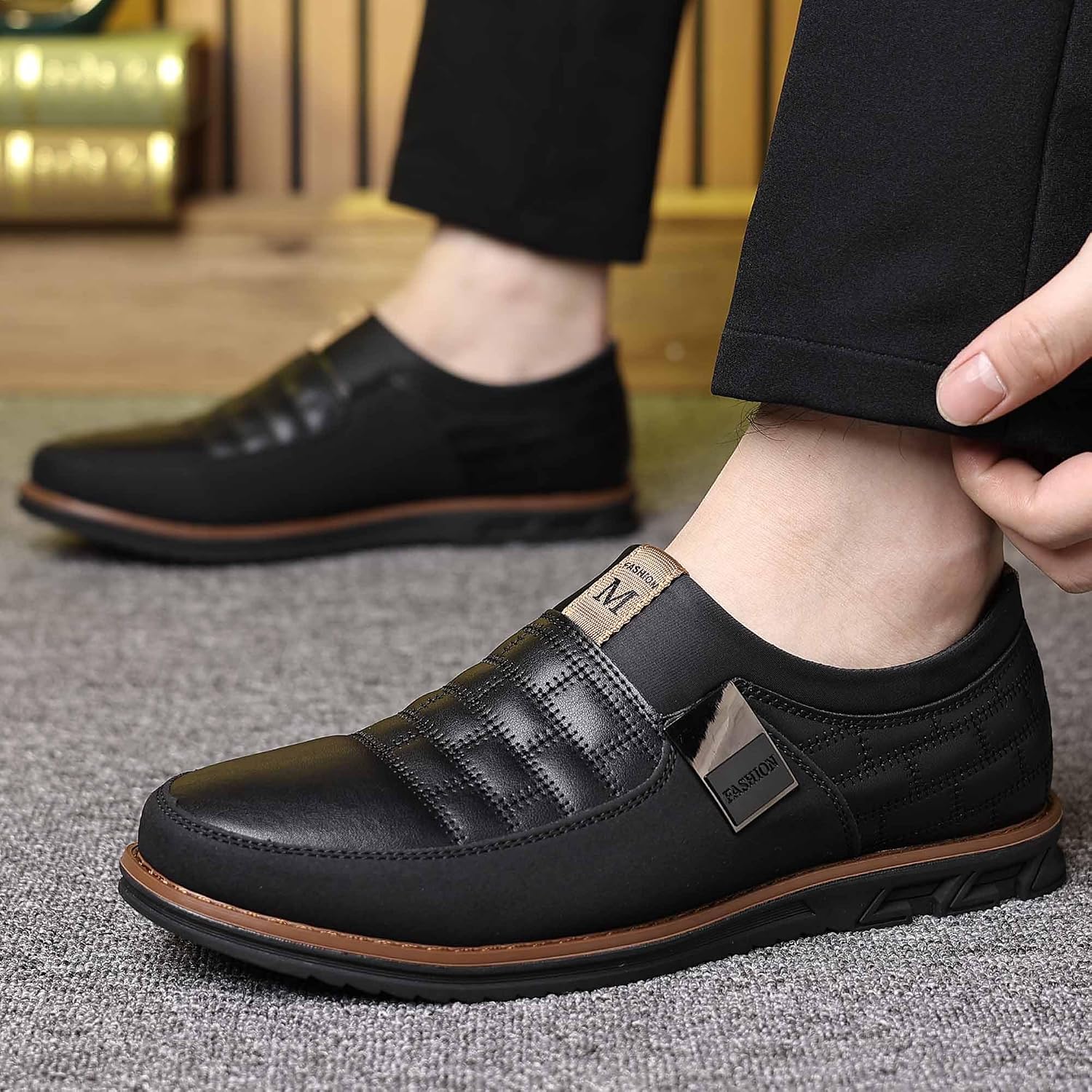 COSIDRAM Mens Casual Shoes Dress Sneakers Loafers Comfort Walking Shoes | Lightweight slip-on for hassle-free wear. Cloud-like comfort, sock-friendly fit for daily & semi-formal occasions.