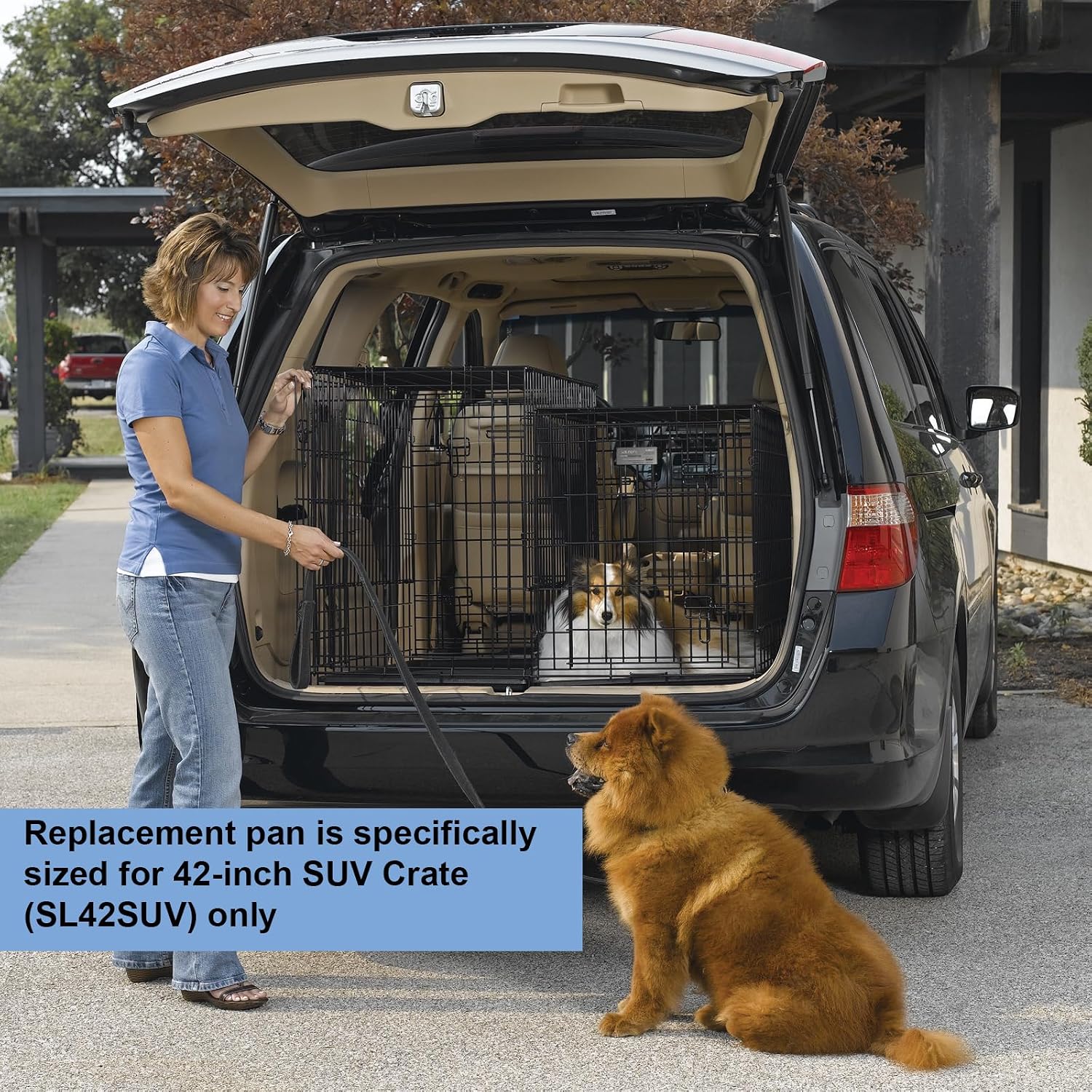 MidWest Homes for Pets Solutions Series Large Side-by-Side SUV Dog Crate, Double Door Folding Metal Cage Designed to Fit in SUVs & Vans, for Dogs up to 90 Lbs