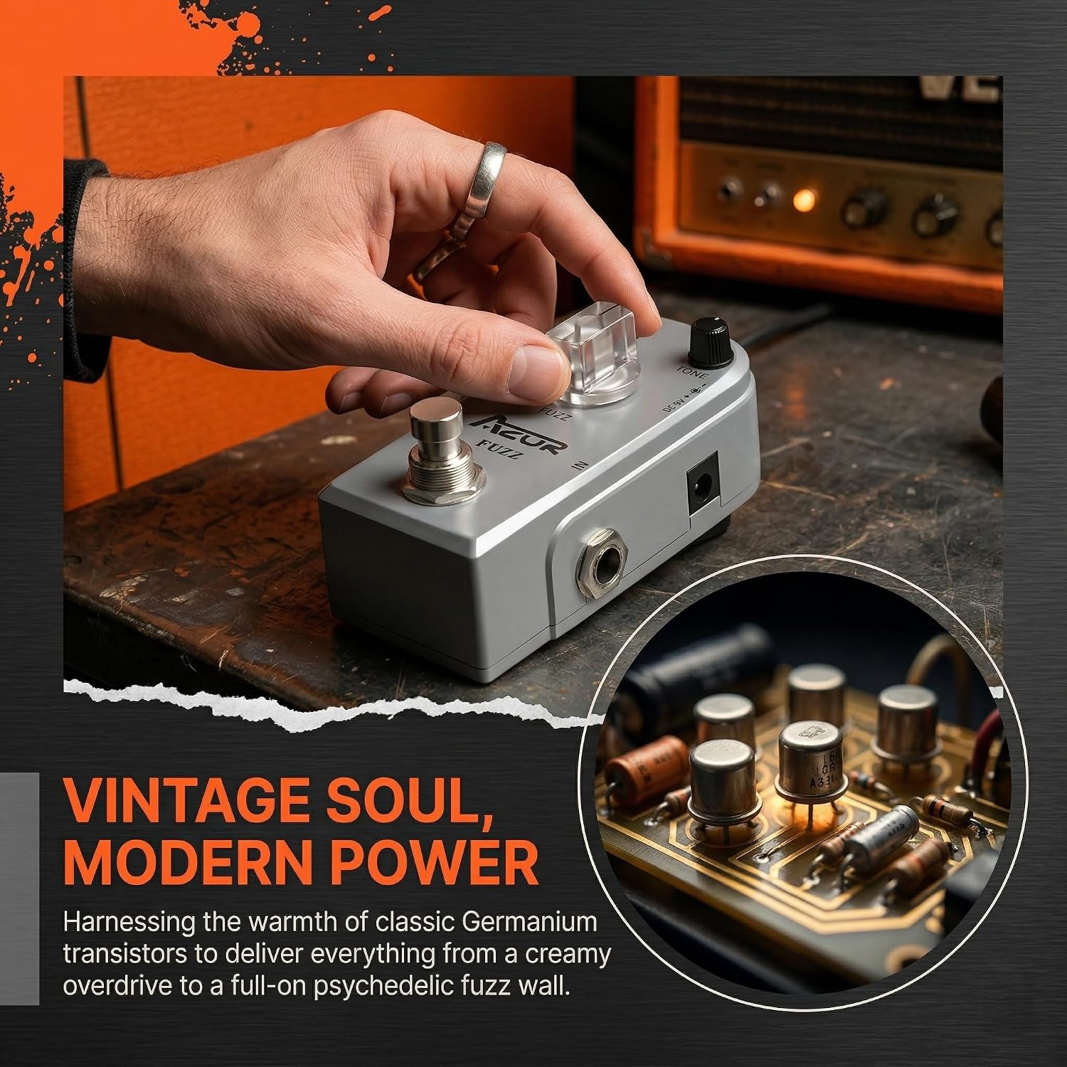 AZOR 5 Band Bass EQ Pedal, Aluminium Alloy True Bypass Equalizer Effect Pedal, Compact Mini Tone Control Pedal for Electric Bass Guitar