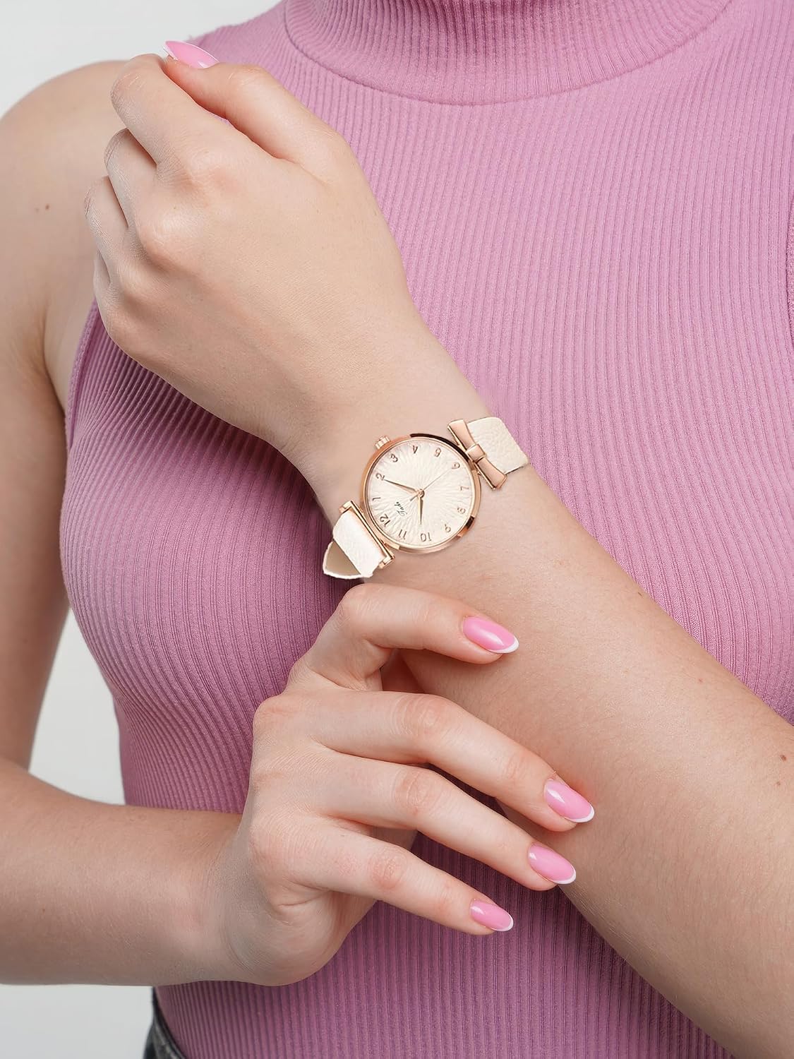 Top Plaza Ladies Classic Leather Analog Quartz Watch | Women Easy Read Arabic Numerals Watches Casual Dress Wrist Watch,Rose Gold Case
