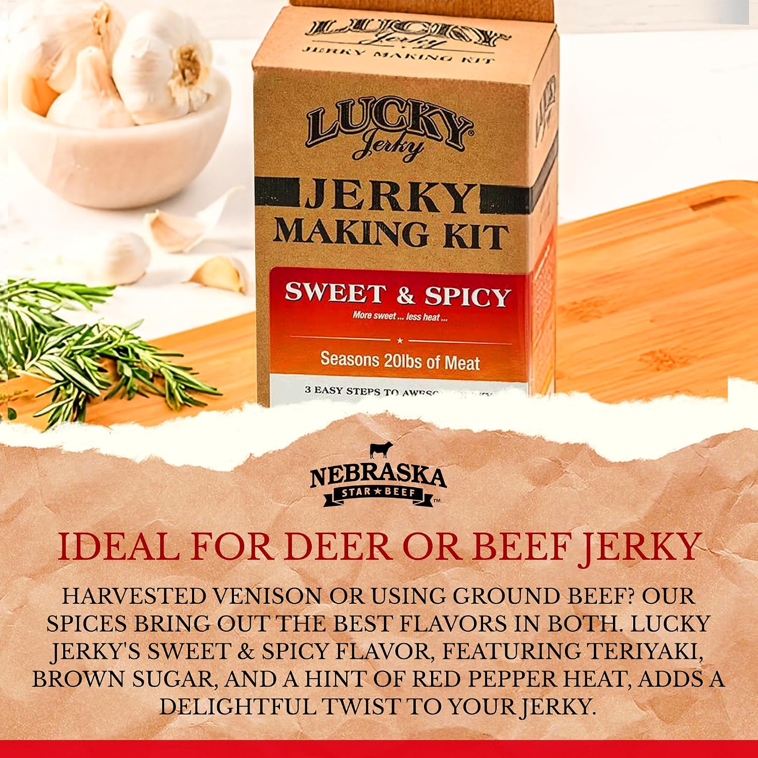 Lucky Jerky Ultimate Savory DIY Beef Jerky Seasoning and Cure Kit, 12 Oz | Make Your Own with Original, BBQ, Teriyaki, and Sweet & Spicy, Seasons 5 lbs per Flavor, 20 lbs Total