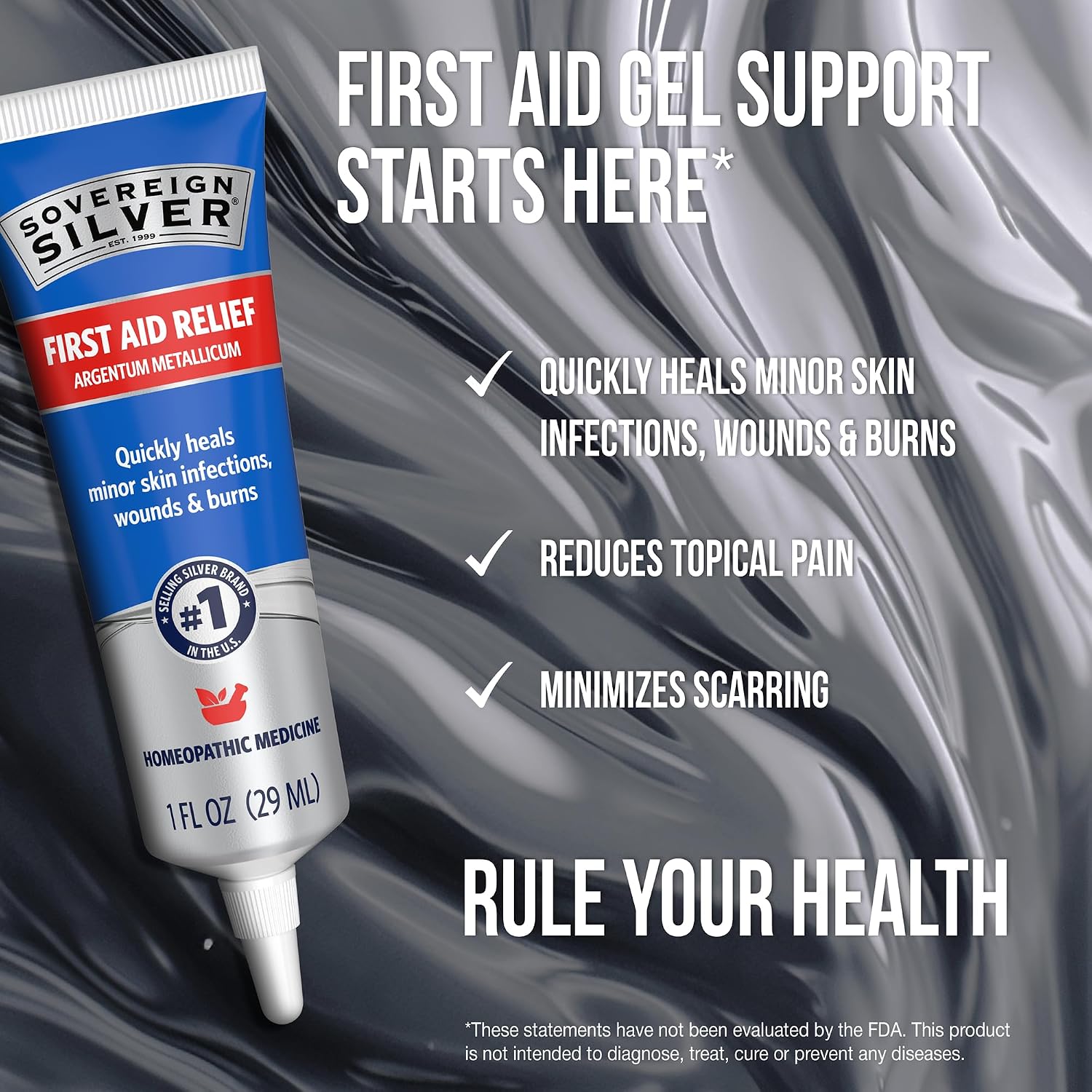 Sovereign Silver Colloidal Silver Gel, Wounds & Burns, 2 fl oz (59 mL) | Argentum Metallicum Topical Skin Care for Minor Skin Infections