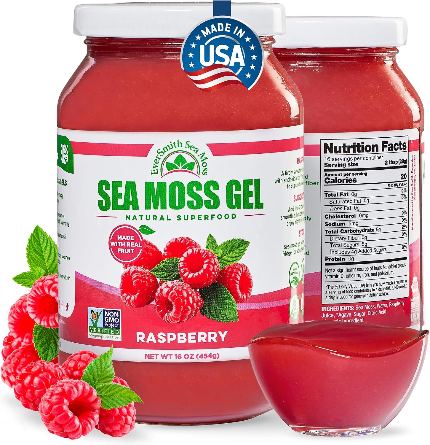 EverSmith Organics Wildcrafted Irish Sea Moss Gel, Mango Pineapple, 1 Jar