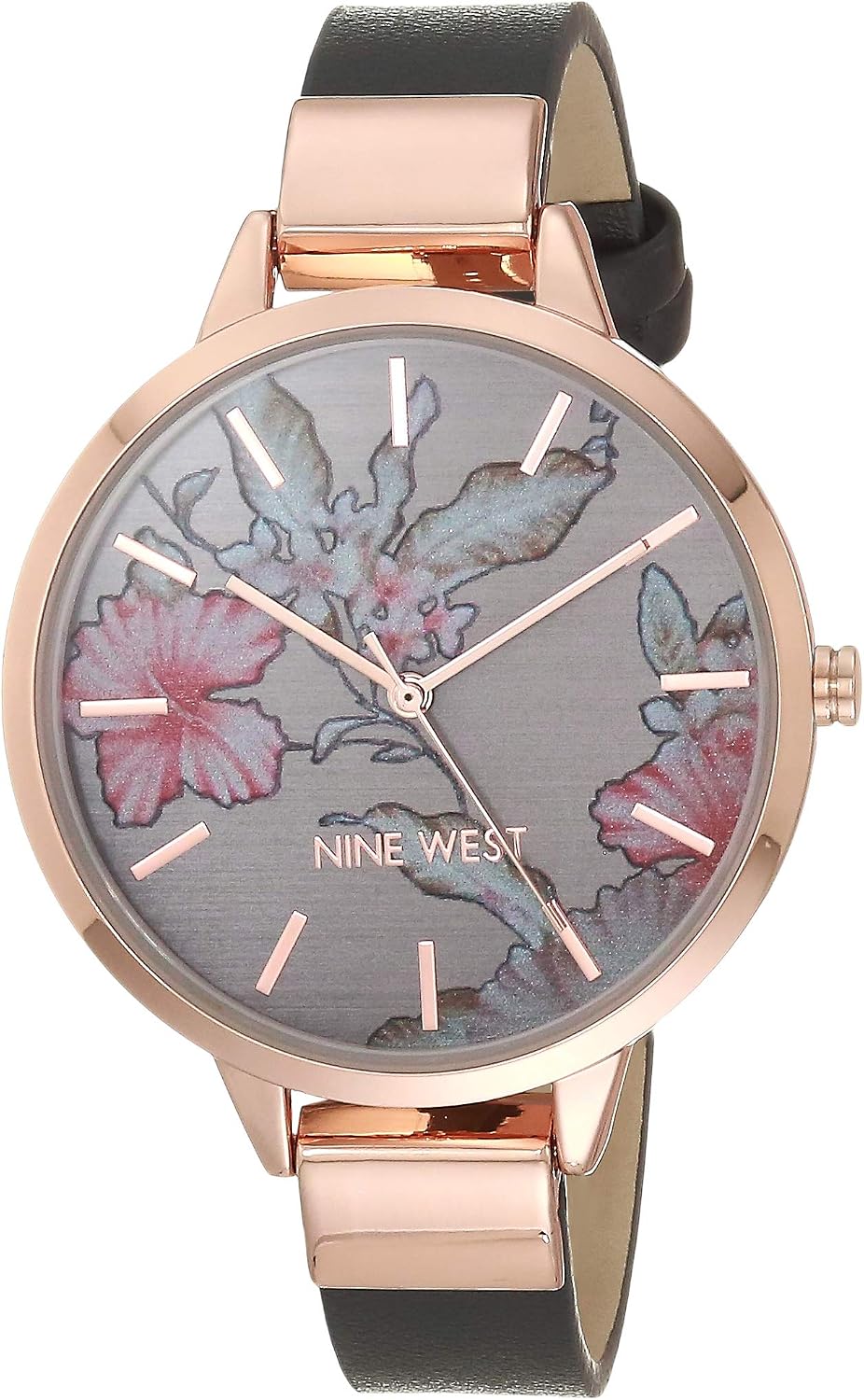 Nine West Women's Floral Dial Smooth Strap Watch