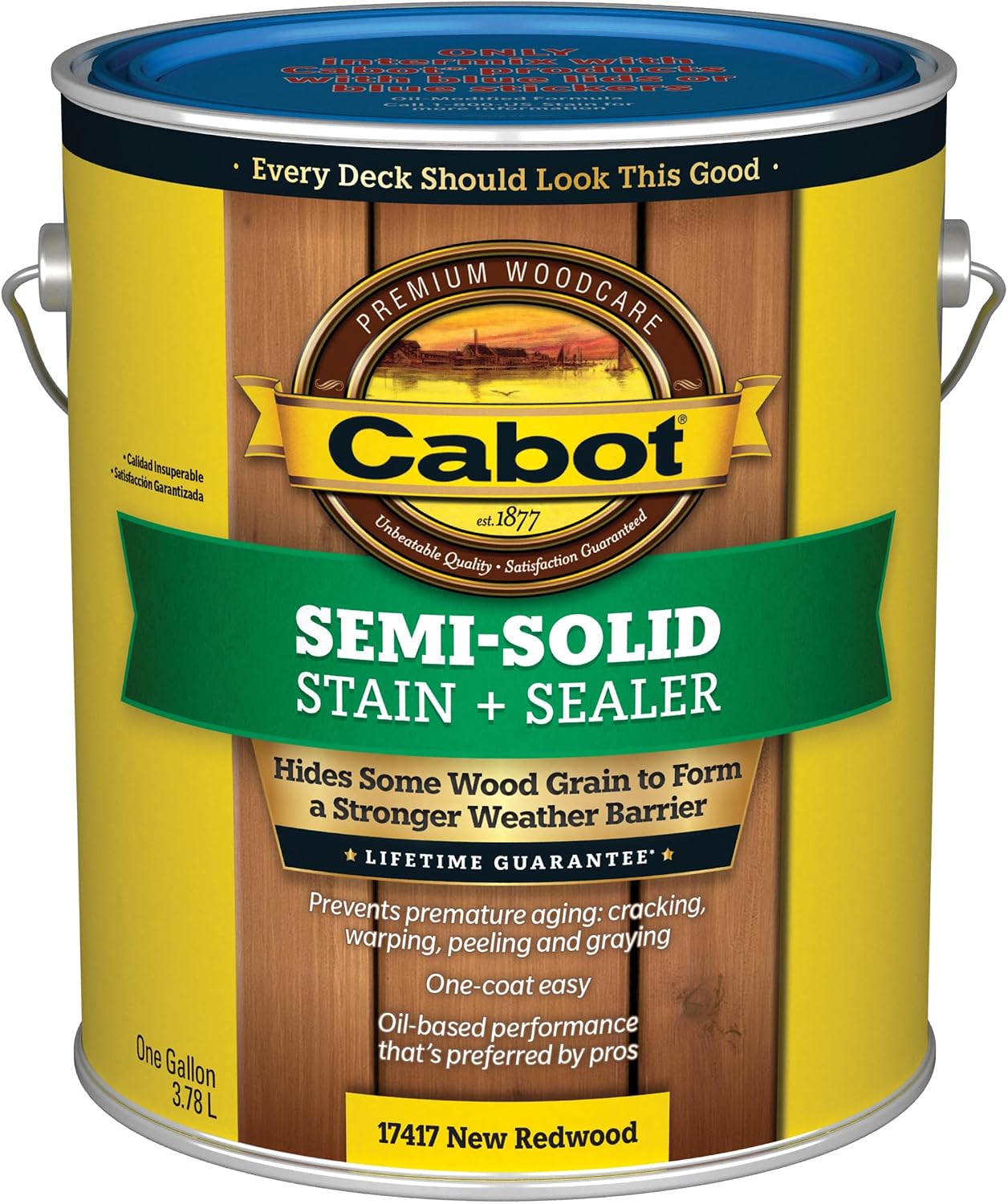 Cabot Semi-Solid Wood Stain + Sealer, Low VOC, New Redwood, Gallon
