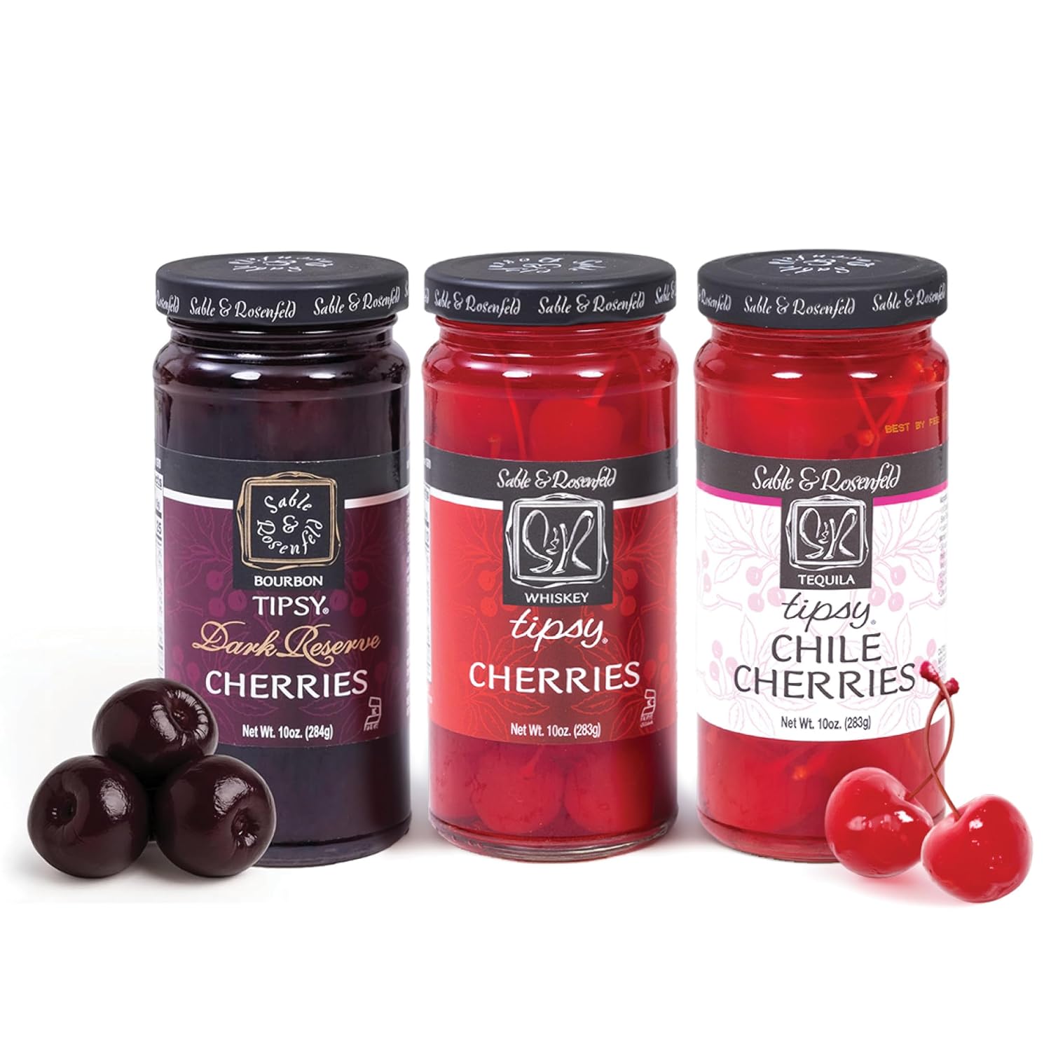 Sable & Rosenfeld Bourbon Tipsy Dark Reserve Cherries, 10 oz, Pack of 1
