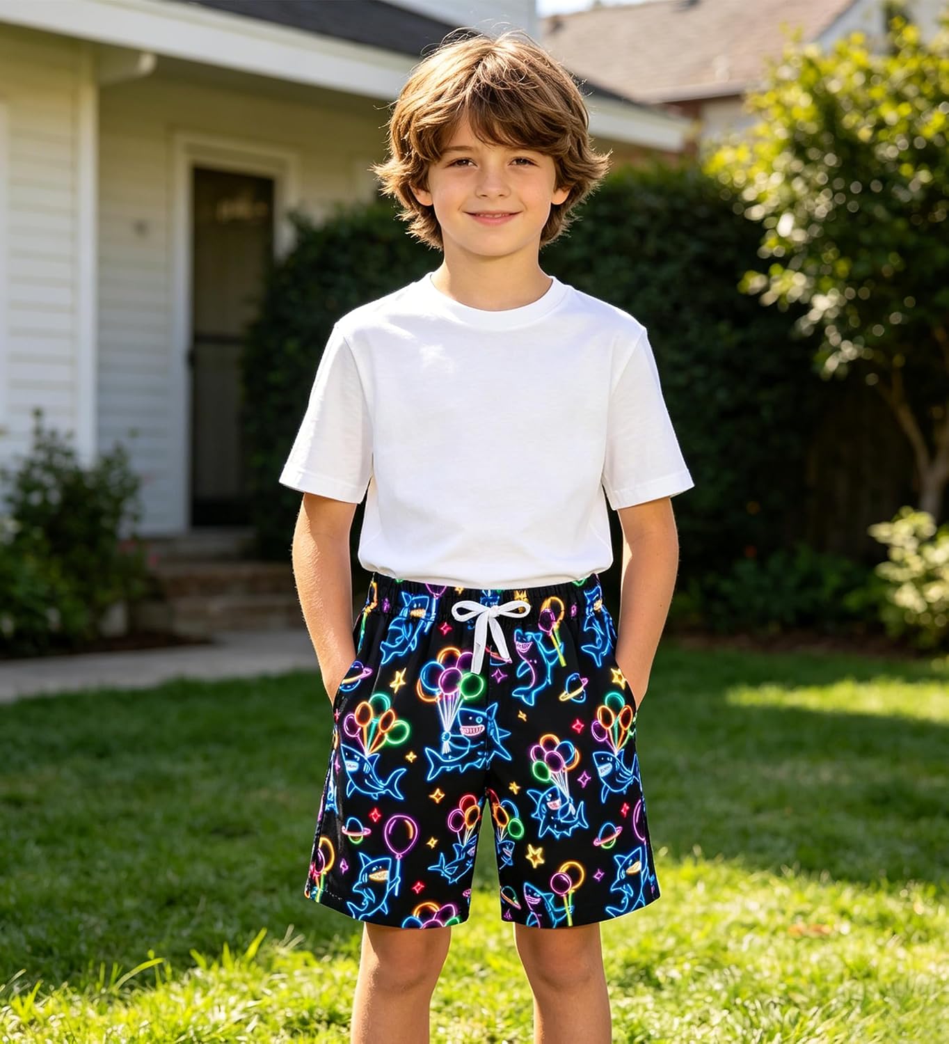 BFUSTYLE Boys Swim Trunks Mesh Lining Kids Bathing Suit 5-14 Years Shorts