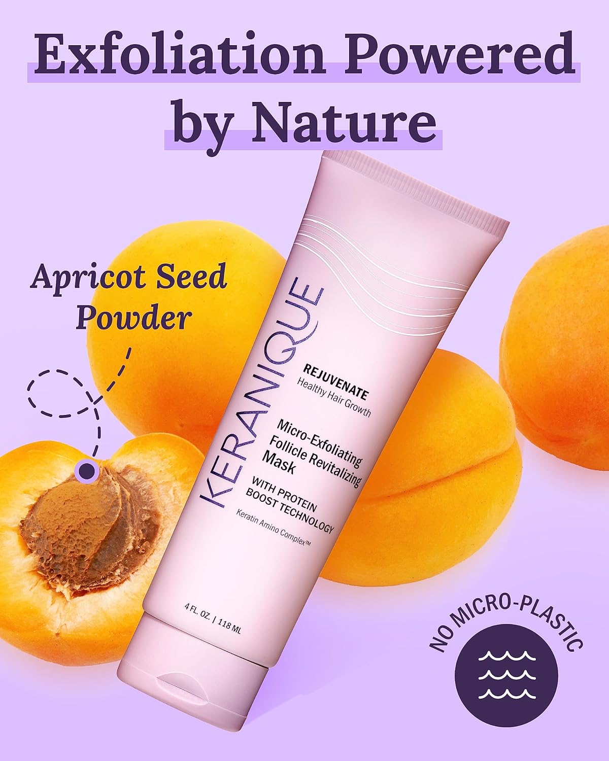 Micro Exfoliating Mask for Scalp & Hair - Keranique Clarifying Scalp Scrub for Women - Cleansing & Moisturizing Scalp Detox Conditioner - Creates