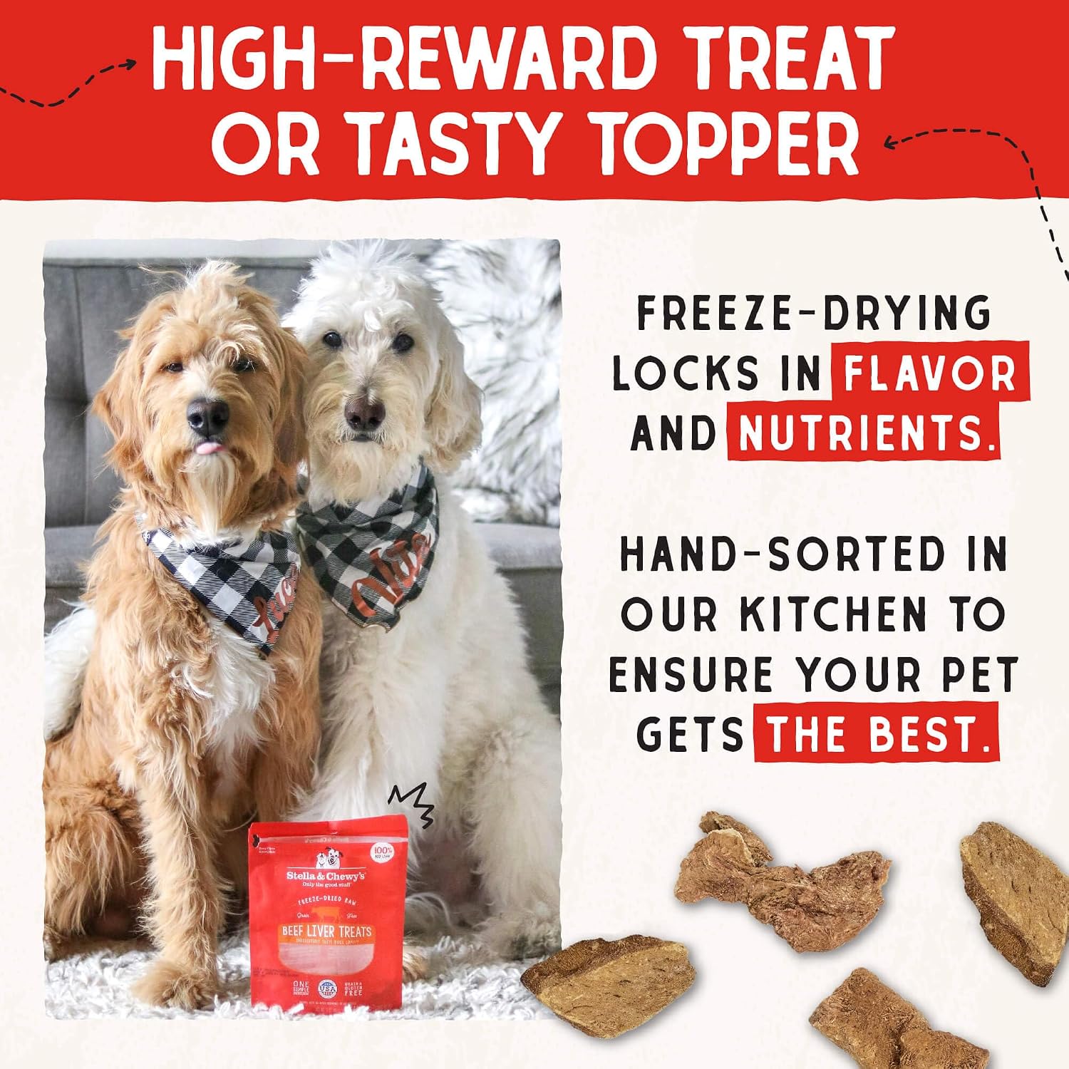 Stella & Chewy's Freeze-Dried Raw Lamb Heart Dog Treats - Single Ingredient, No Additives - Premium Training Treats - Perfect For Picky Eaters - 3oz Bag