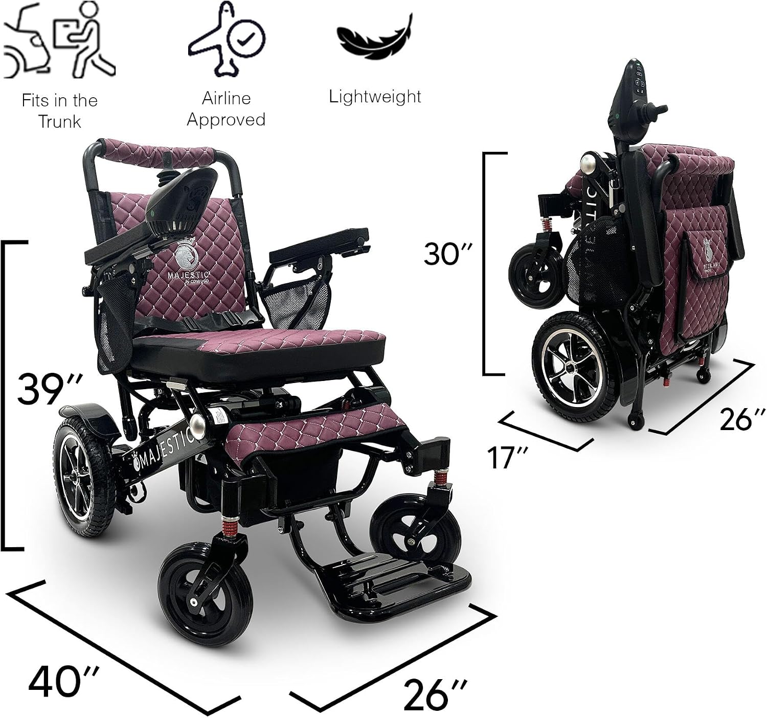 Electric Wheelchairs for Adults, 350 lbs Capacity, Up to 13 Miles Range, Lightweight Wheelchair for Seniors, Remote Controlled Wheel Chair