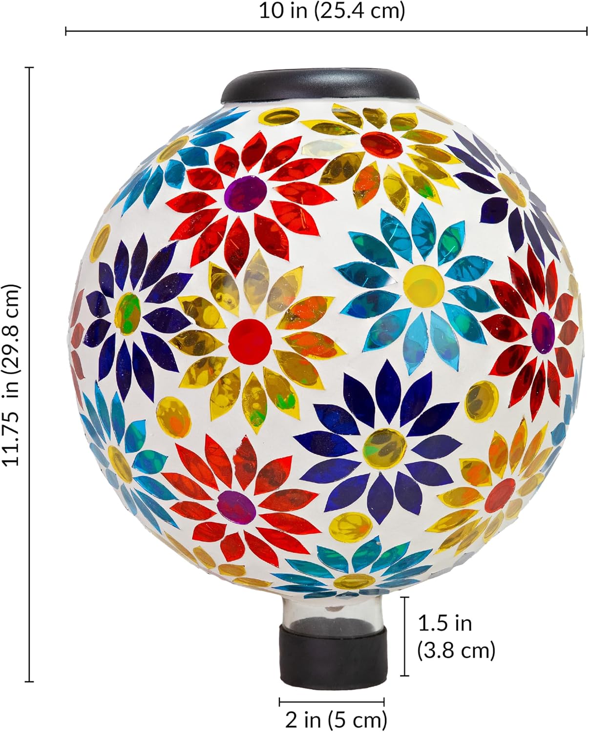 Sunnydaze Solar Gazing Ball for Garden, Mosaic Cool Blooms